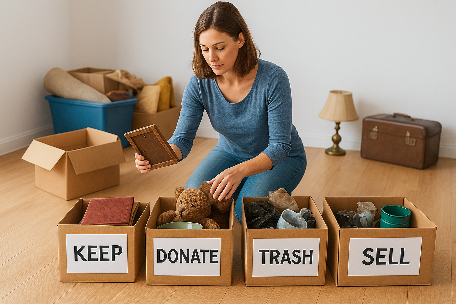 Sort into four piles as you go