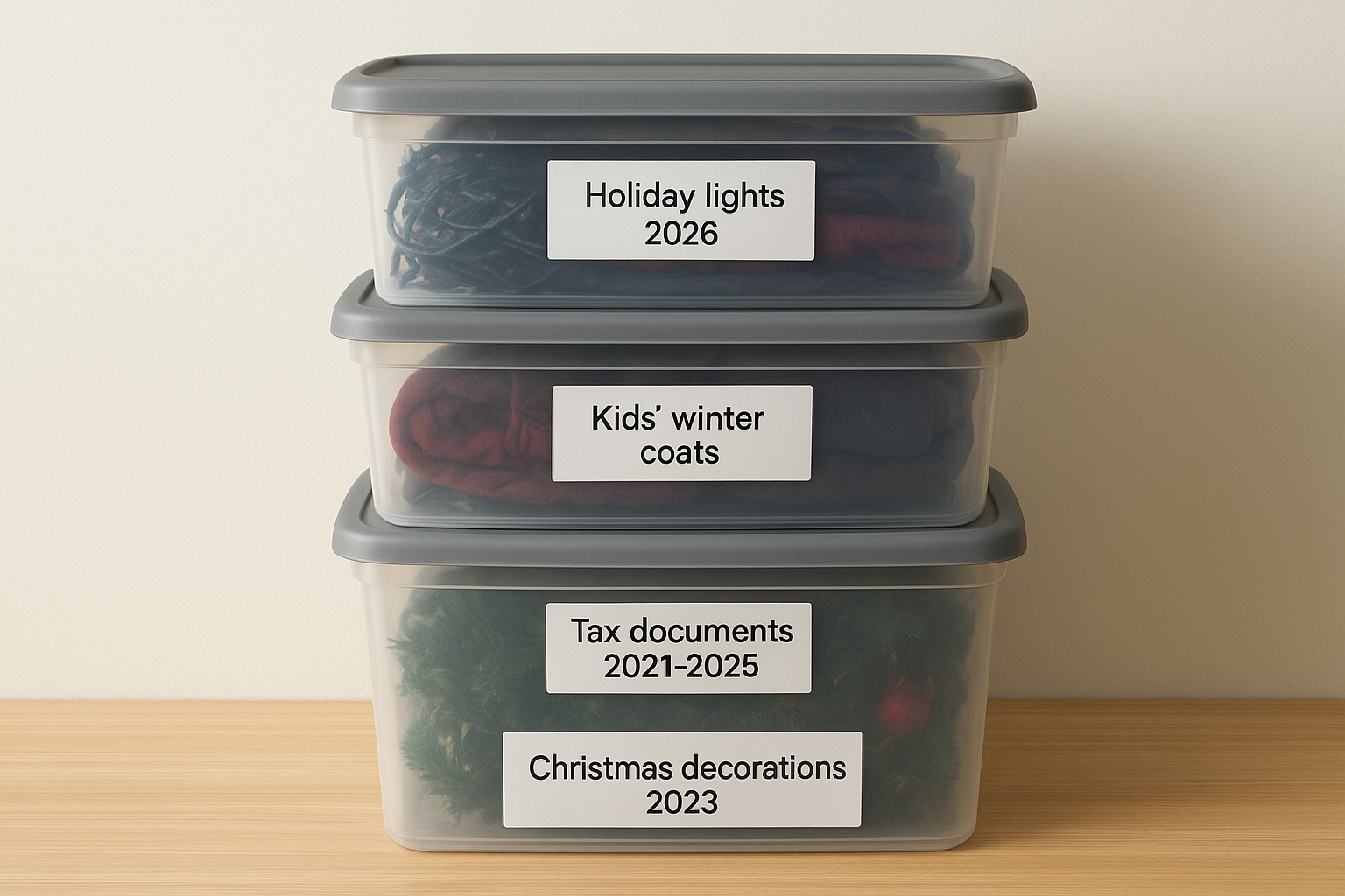 Choose the right bins and label everything