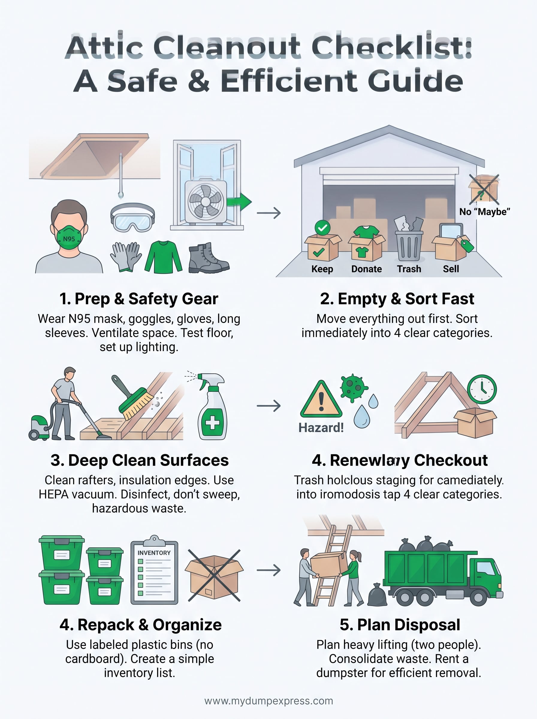 how to clean out an attic infographic