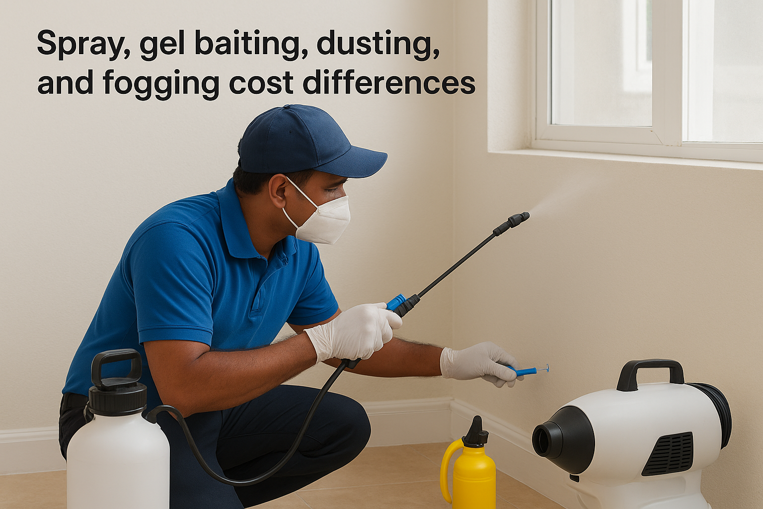 Spray, gel baiting, dusting, and fogging cost differences