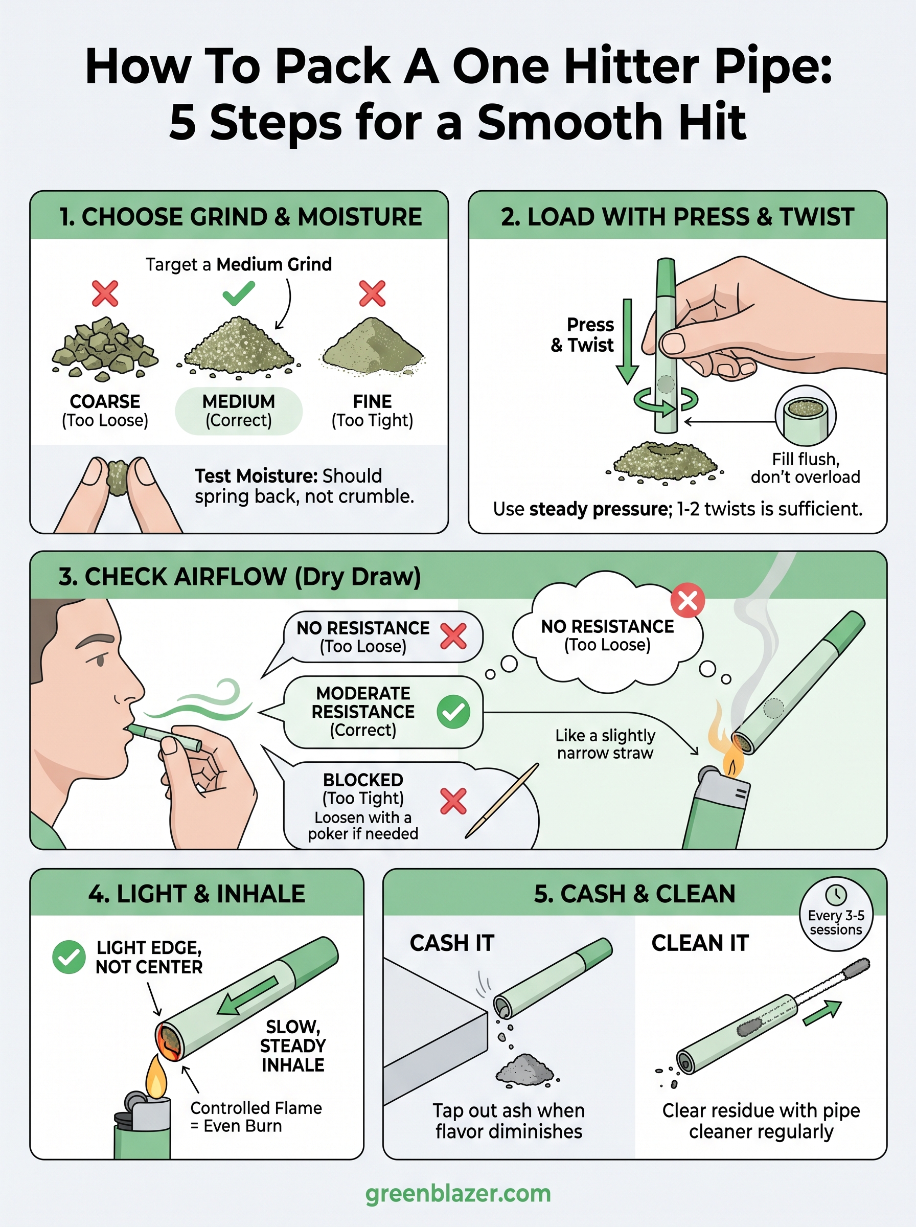 how to pack a one hitter pipe infographic