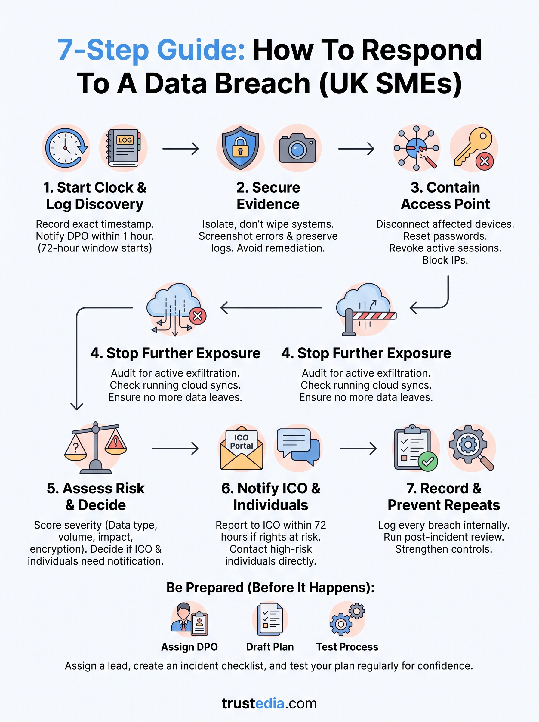 how to respond to a data breach infographic