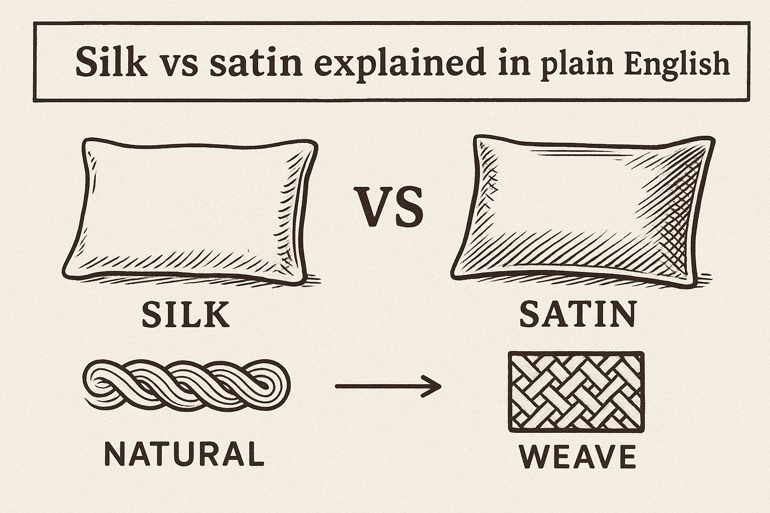 Silk vs satin explained in plain English