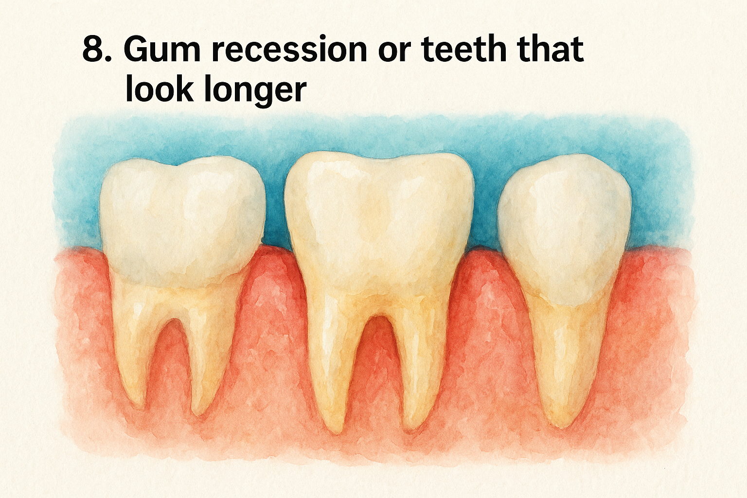 8. Gum recession or teeth that look longer