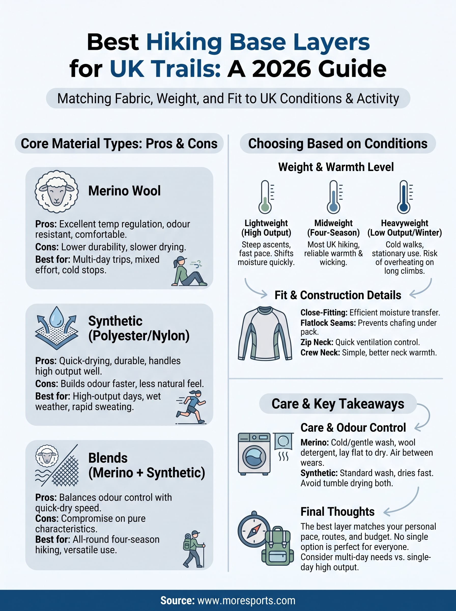 best hiking base layers infographic