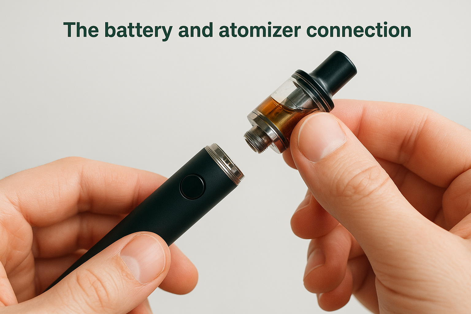 The battery and atomizer connection