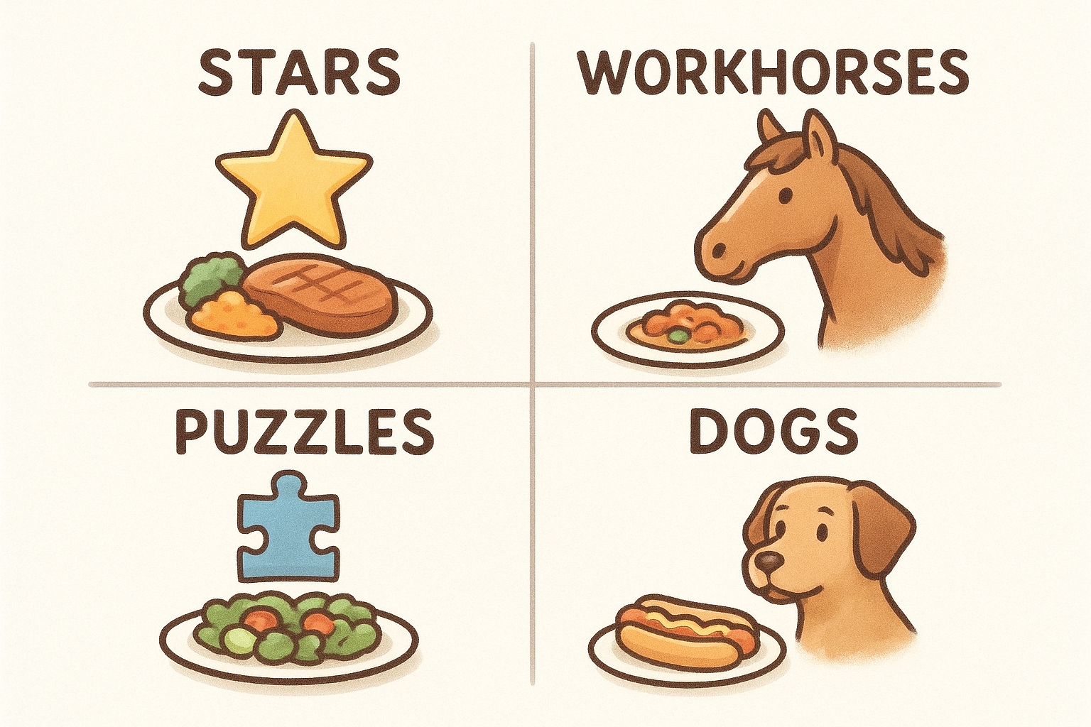 What to Do With Stars, Workhorses, Puzzles, and Dogs