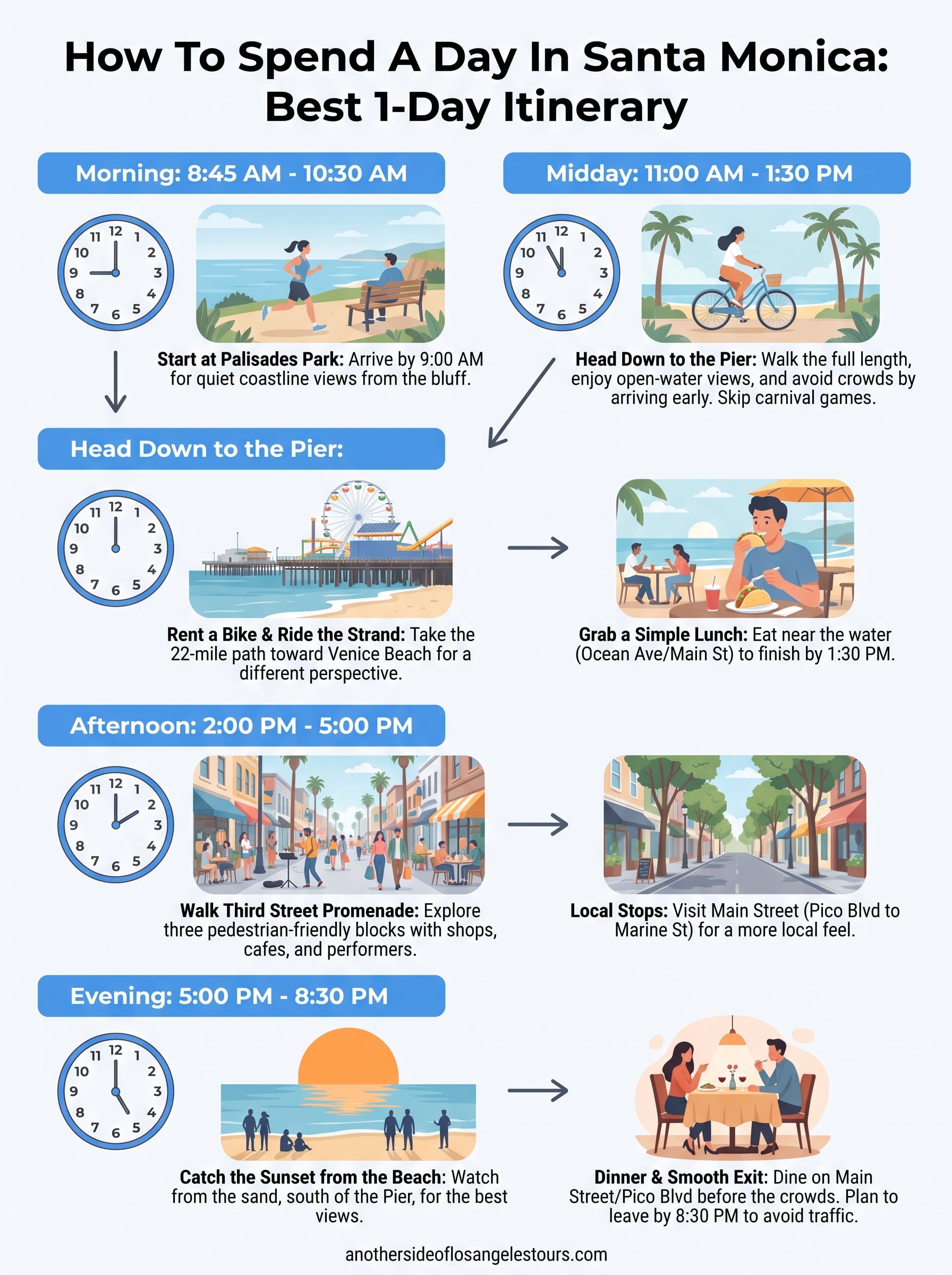 how to spend a day in santa monica infographic