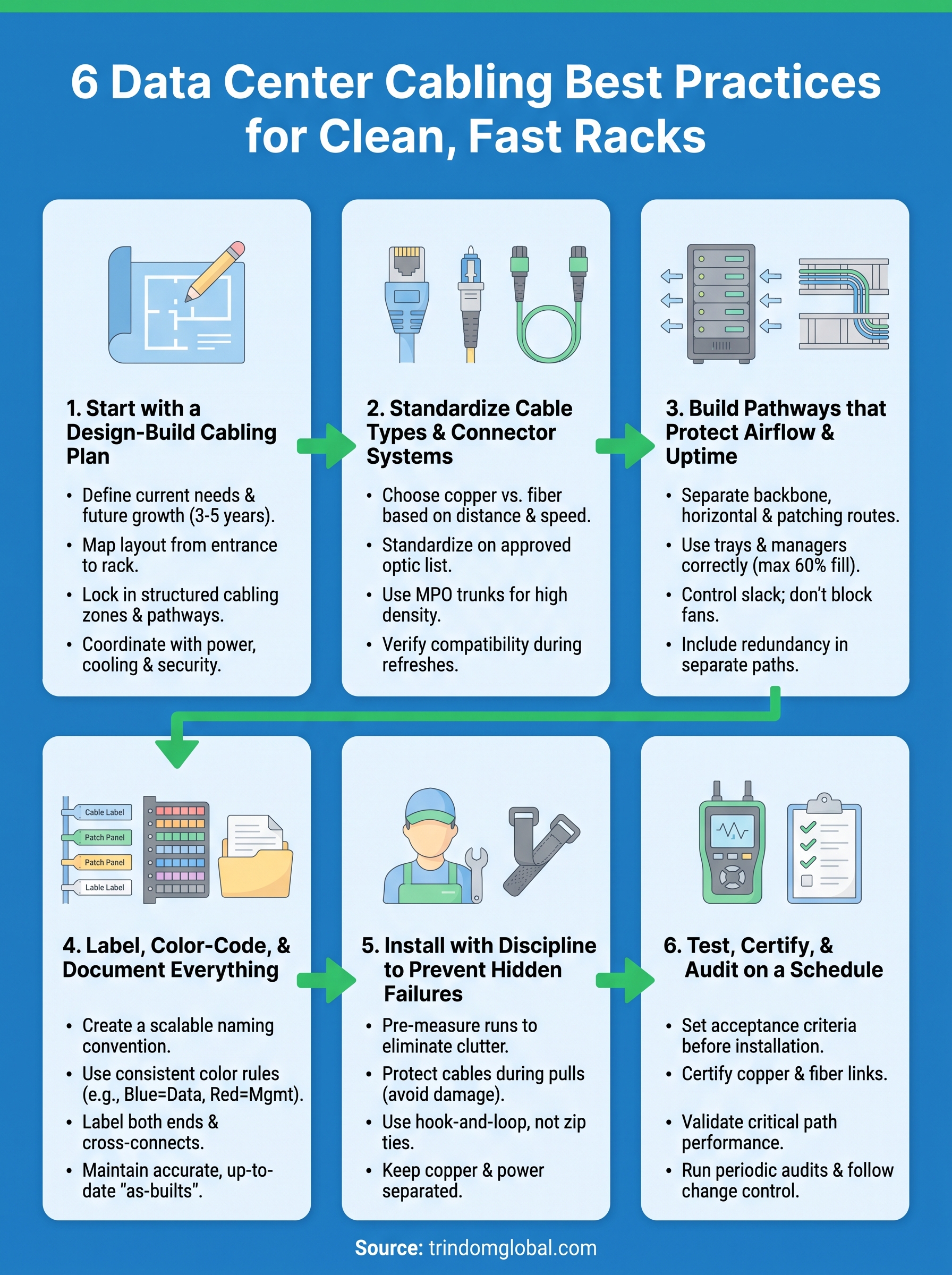 data center cabling best practices infographic