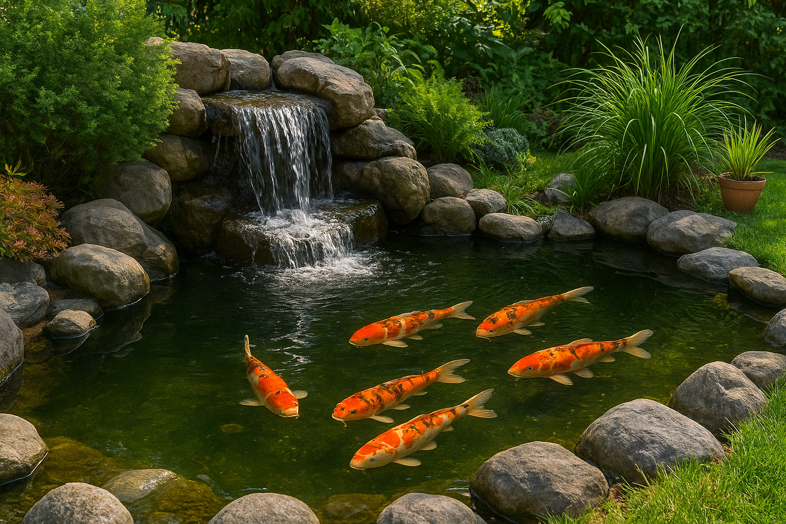 4. Add a koi pond or water feature
