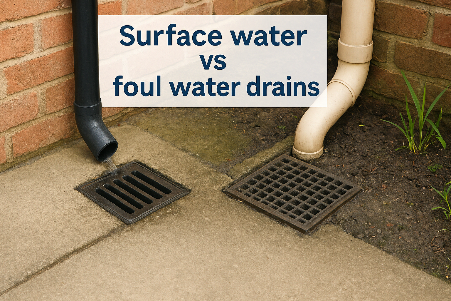 Surface water vs foul water drains