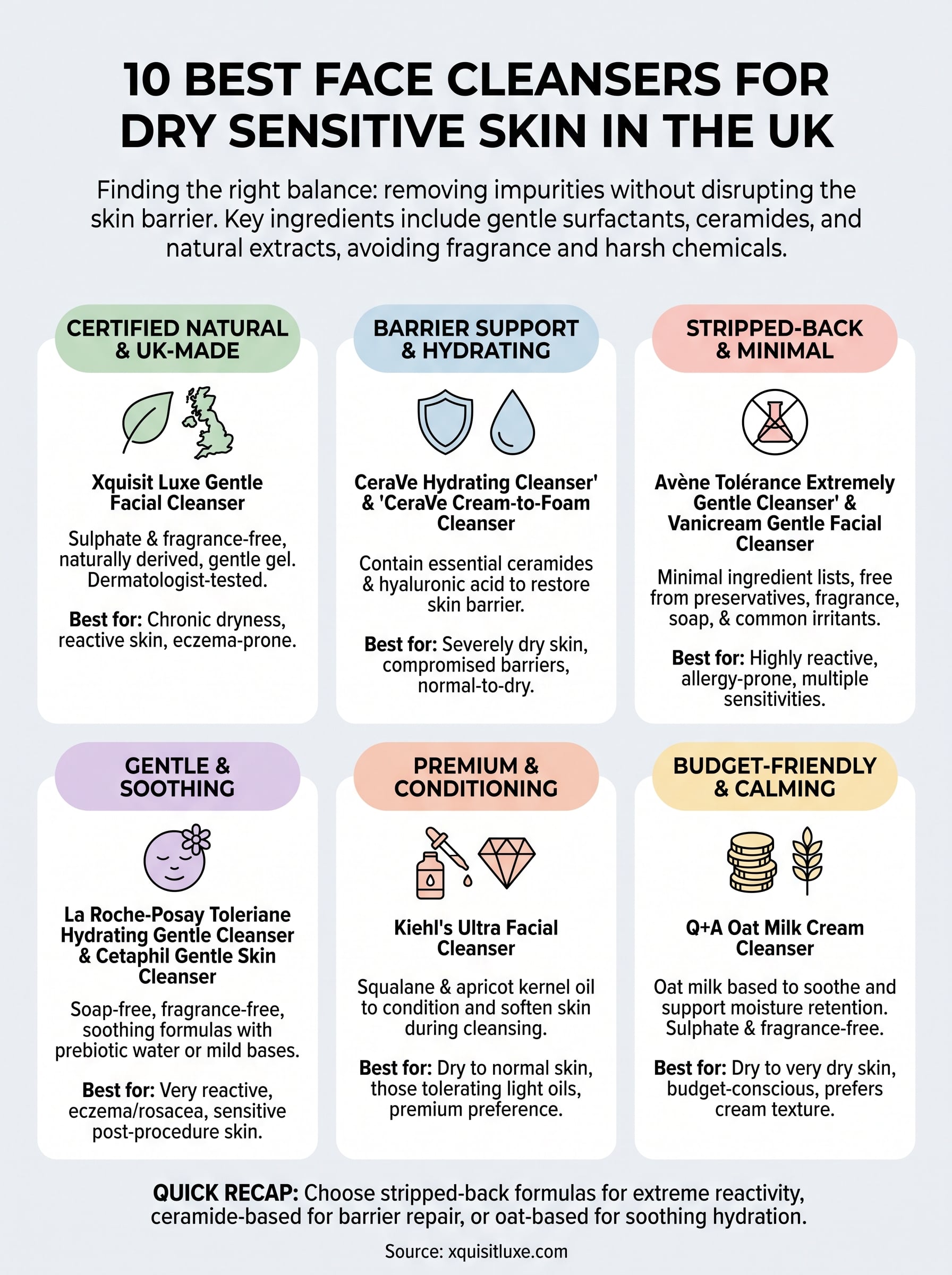 best face cleanser for dry sensitive skin infographic