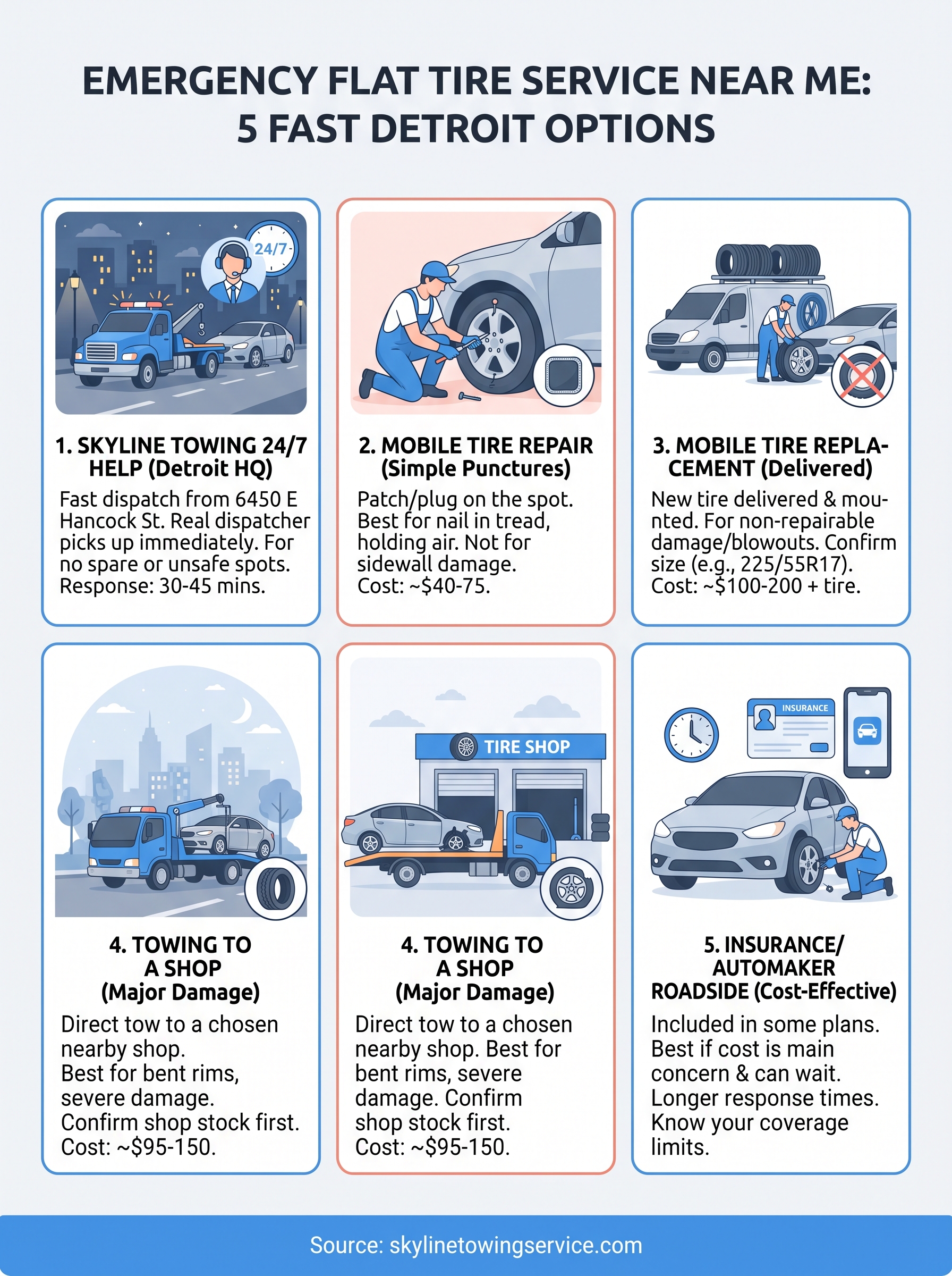 Emergency Flat Tire Service Near Me: 5 Fast Detroit Options emergency flat tire service near me infographic