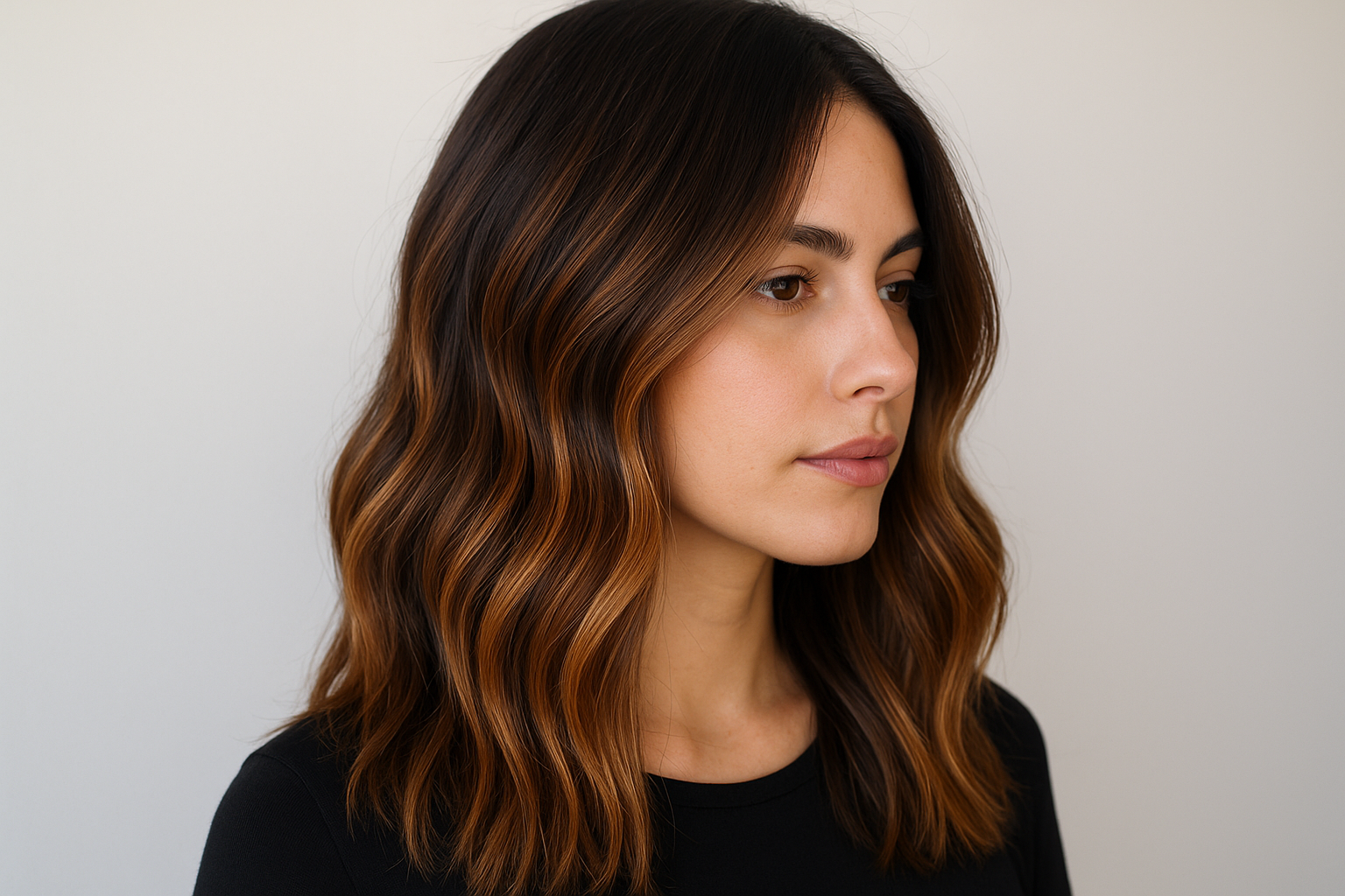 2. Caramel balayage on a dark base
