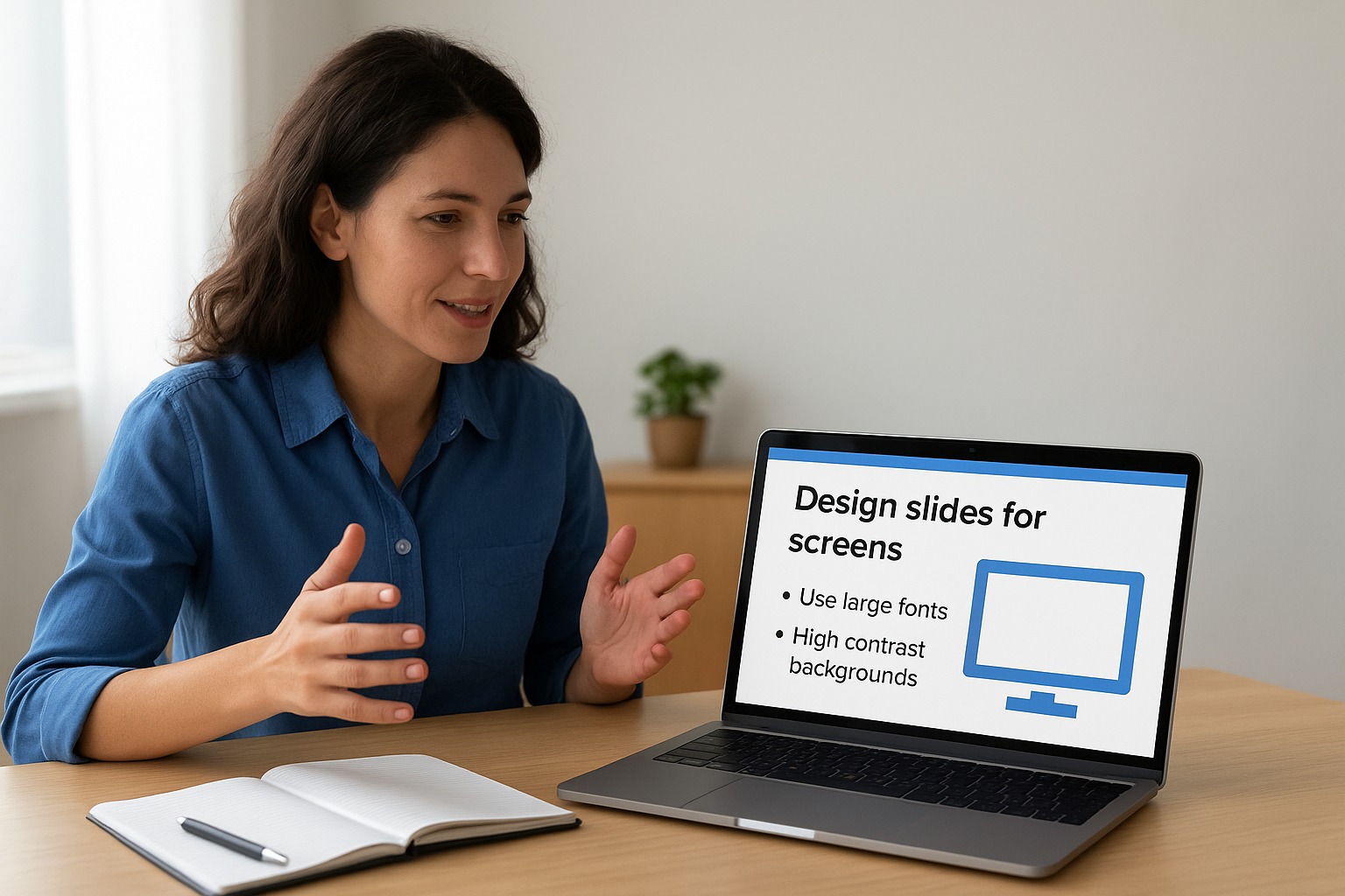 Design slides for screens, not conference rooms