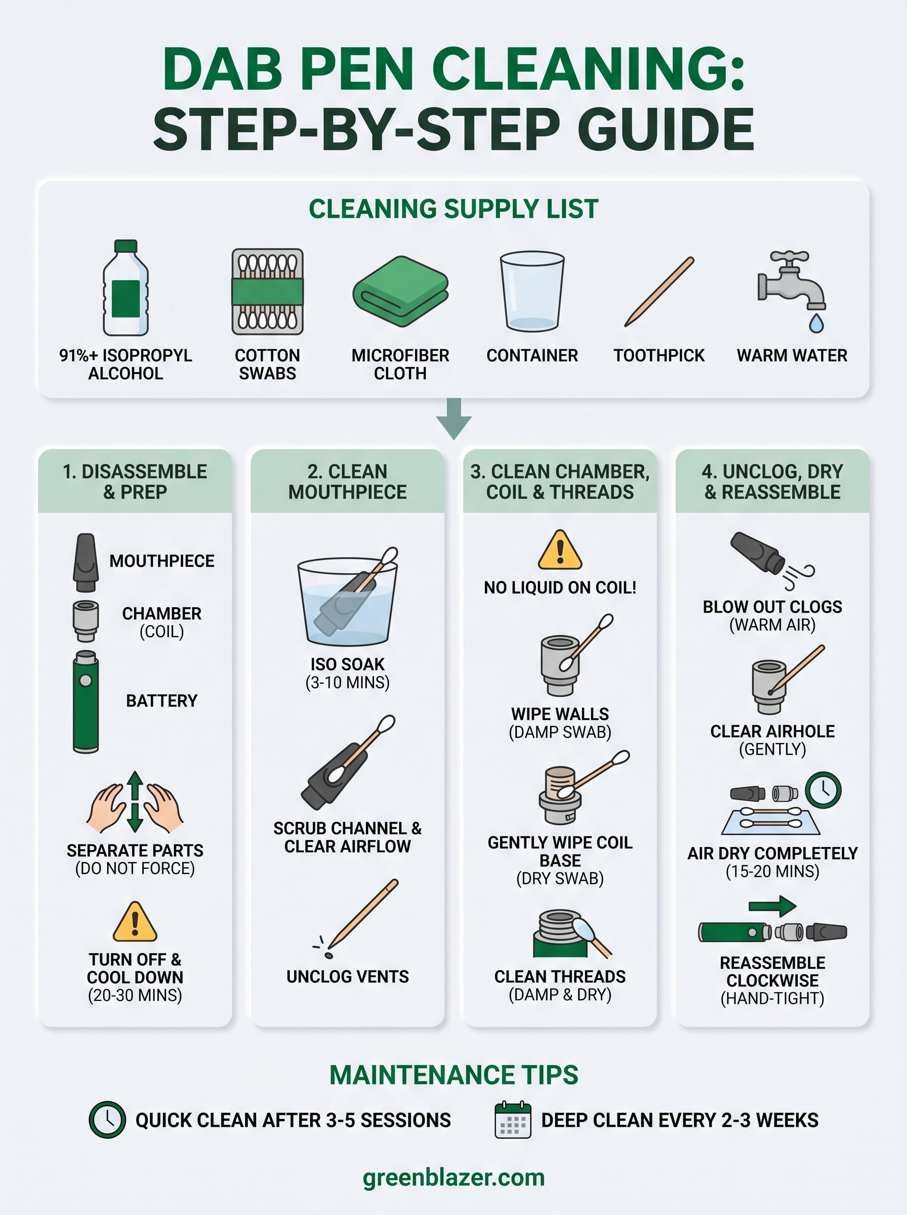 how to clean a dab pen infographic
