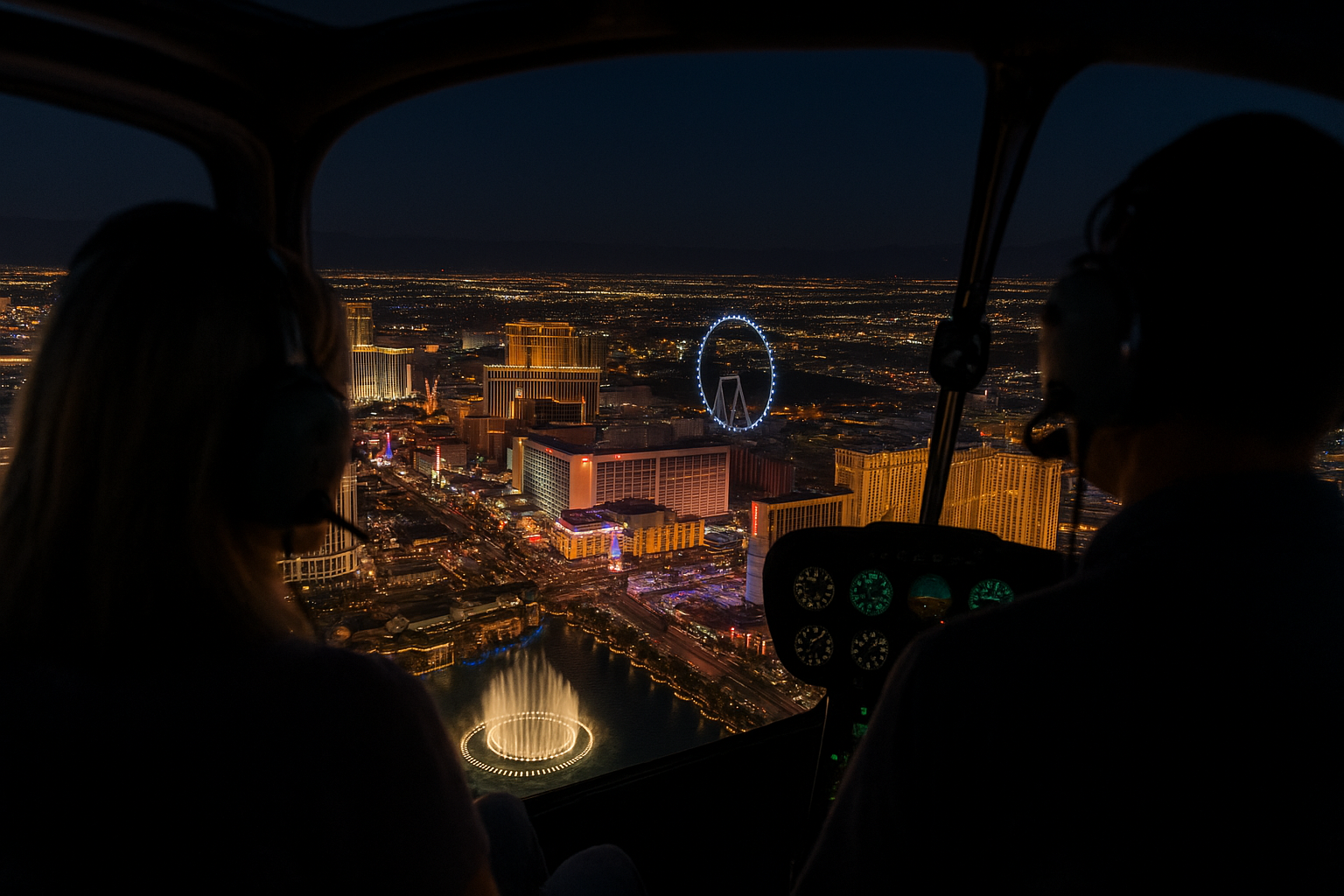 2. Take a helicopter flight over the Strip at night