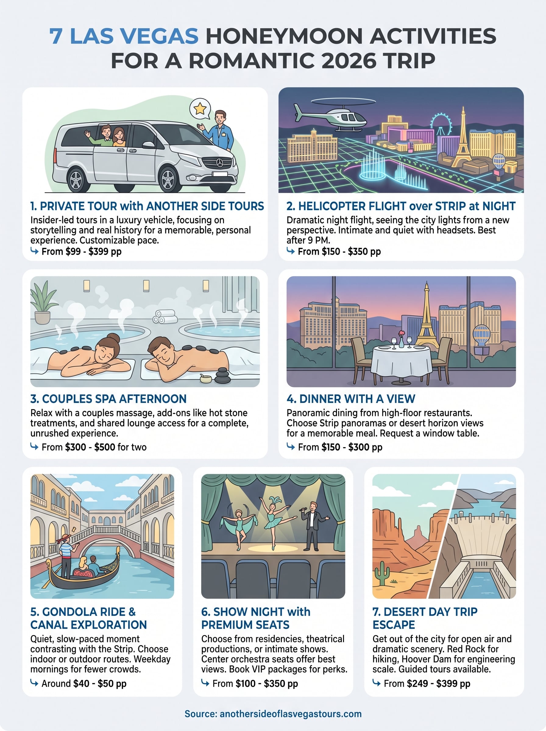 las vegas honeymoon activities infographic