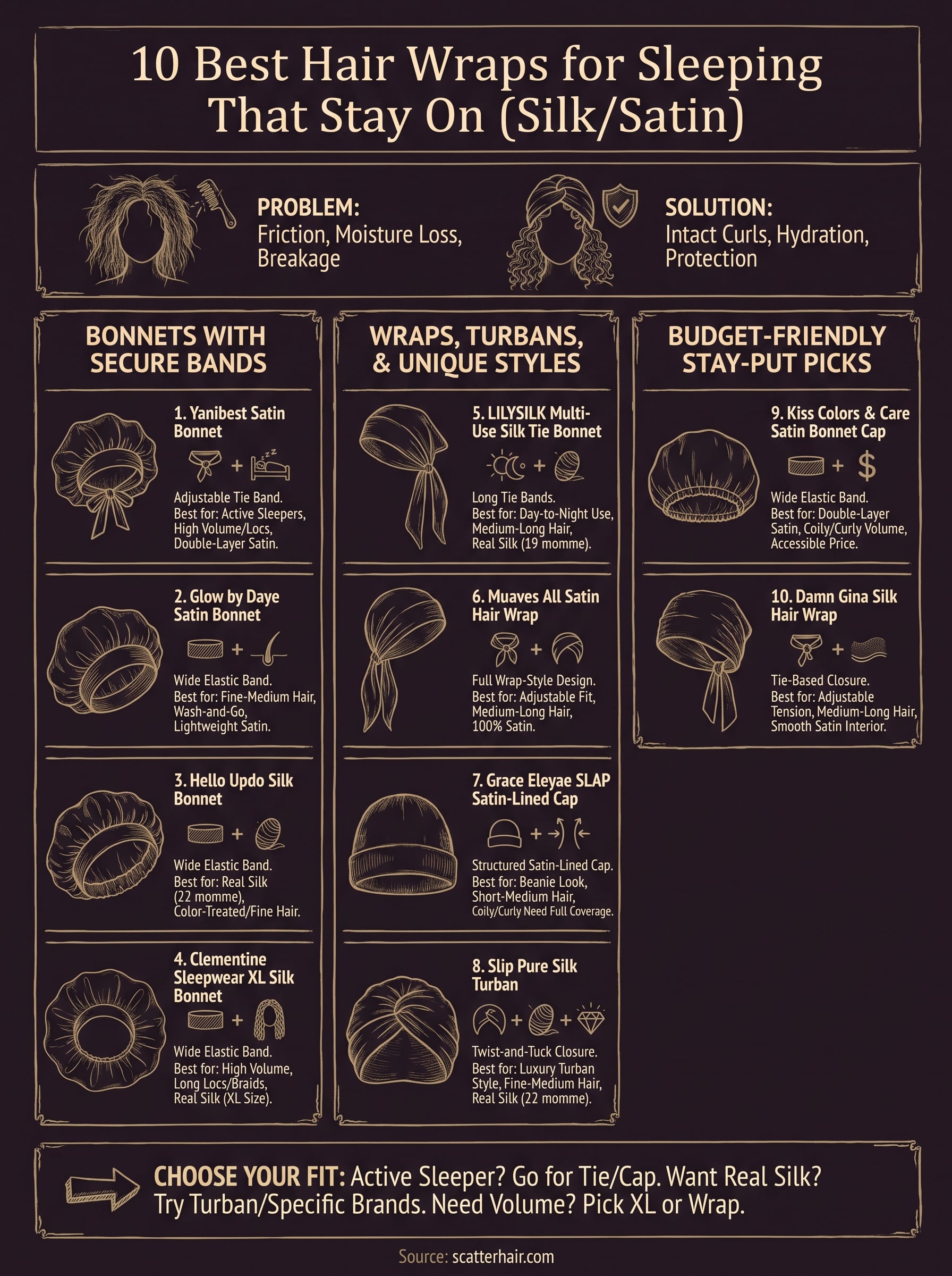 best hair wraps for sleeping infographic