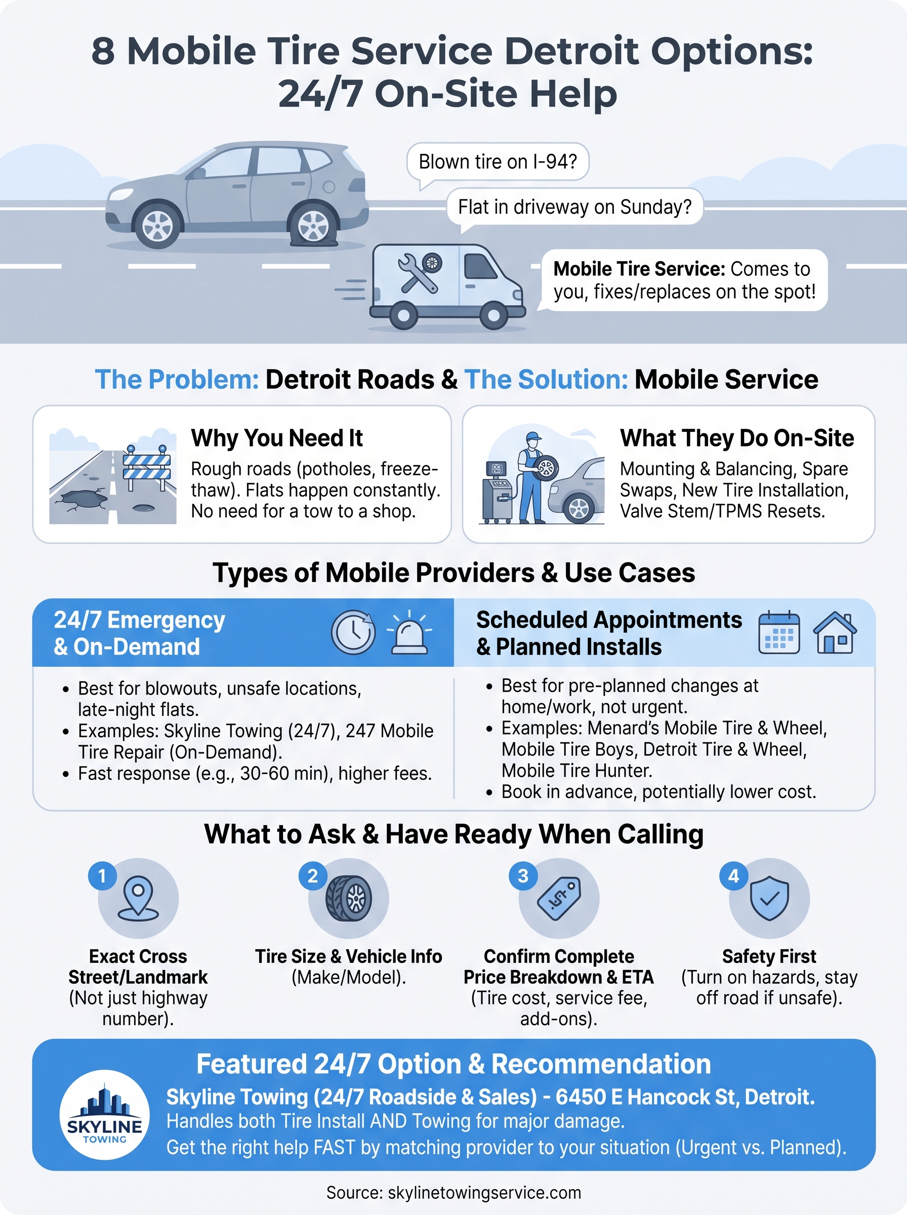 8 Mobile Tire Service Detroit Options For 24/7 On-Site Help mobile tire service detroit infographic