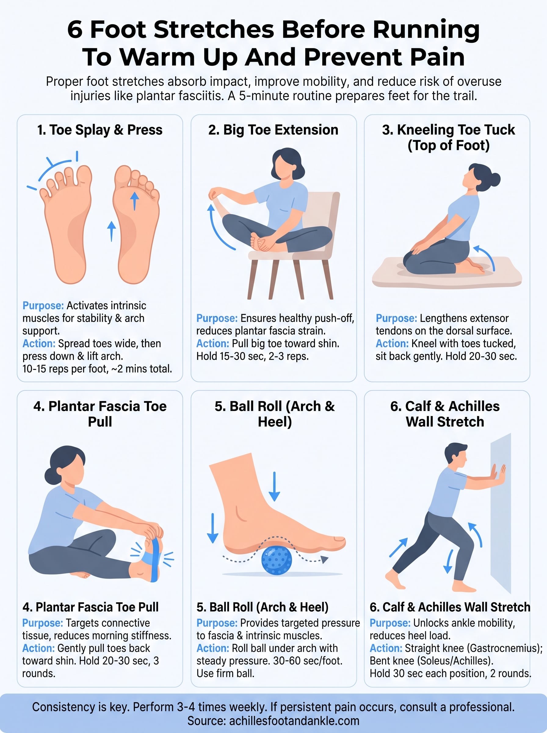 foot stretches before running infographic