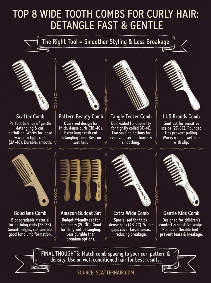 wide tooth comb for curly hair infographic