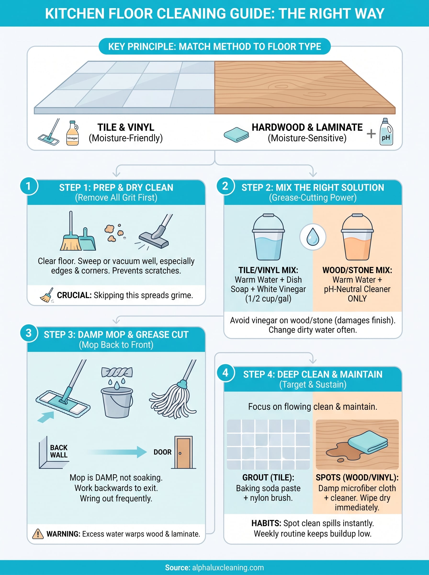 how to clean kitchen floors infographic