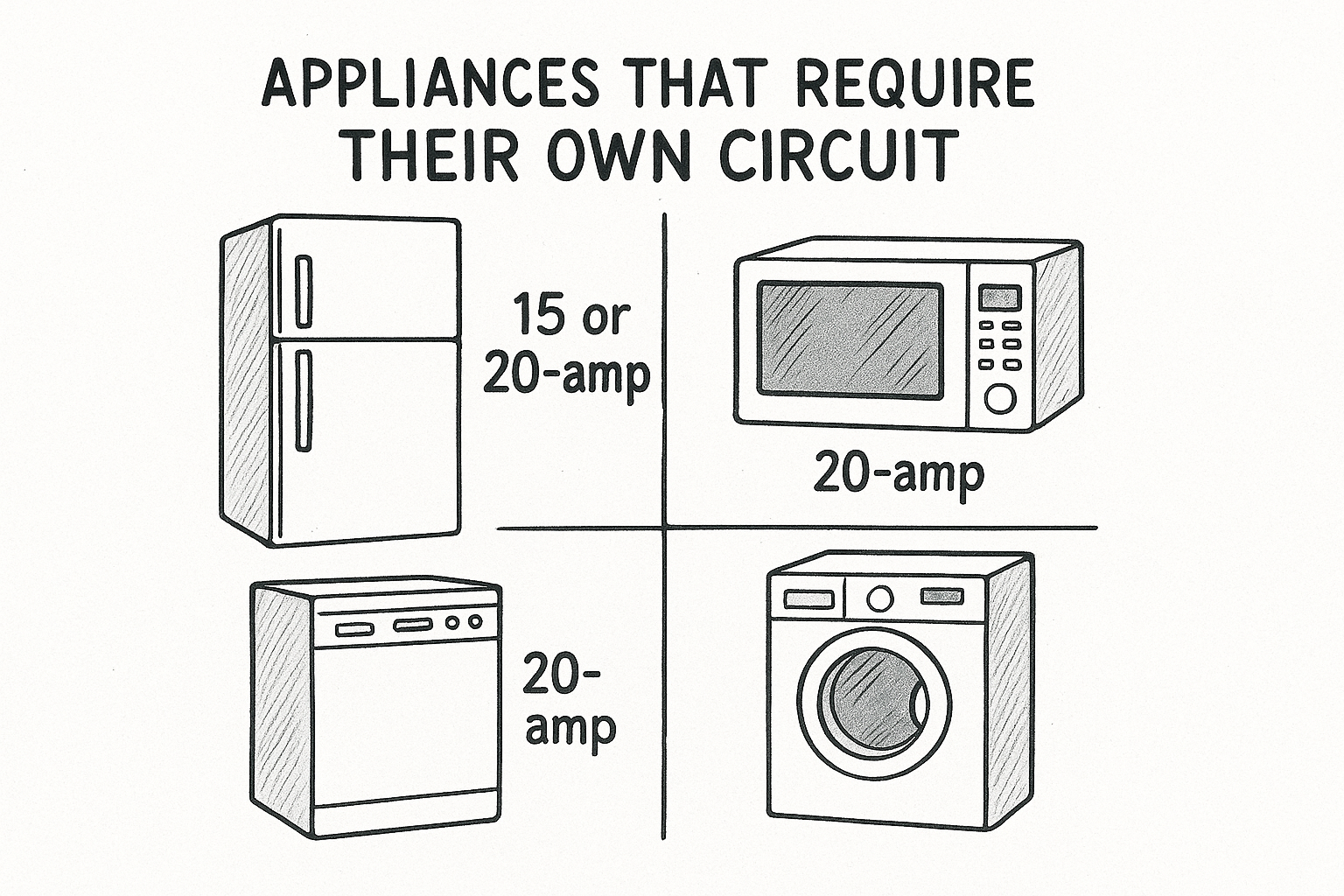 Appliances that require their own circuit