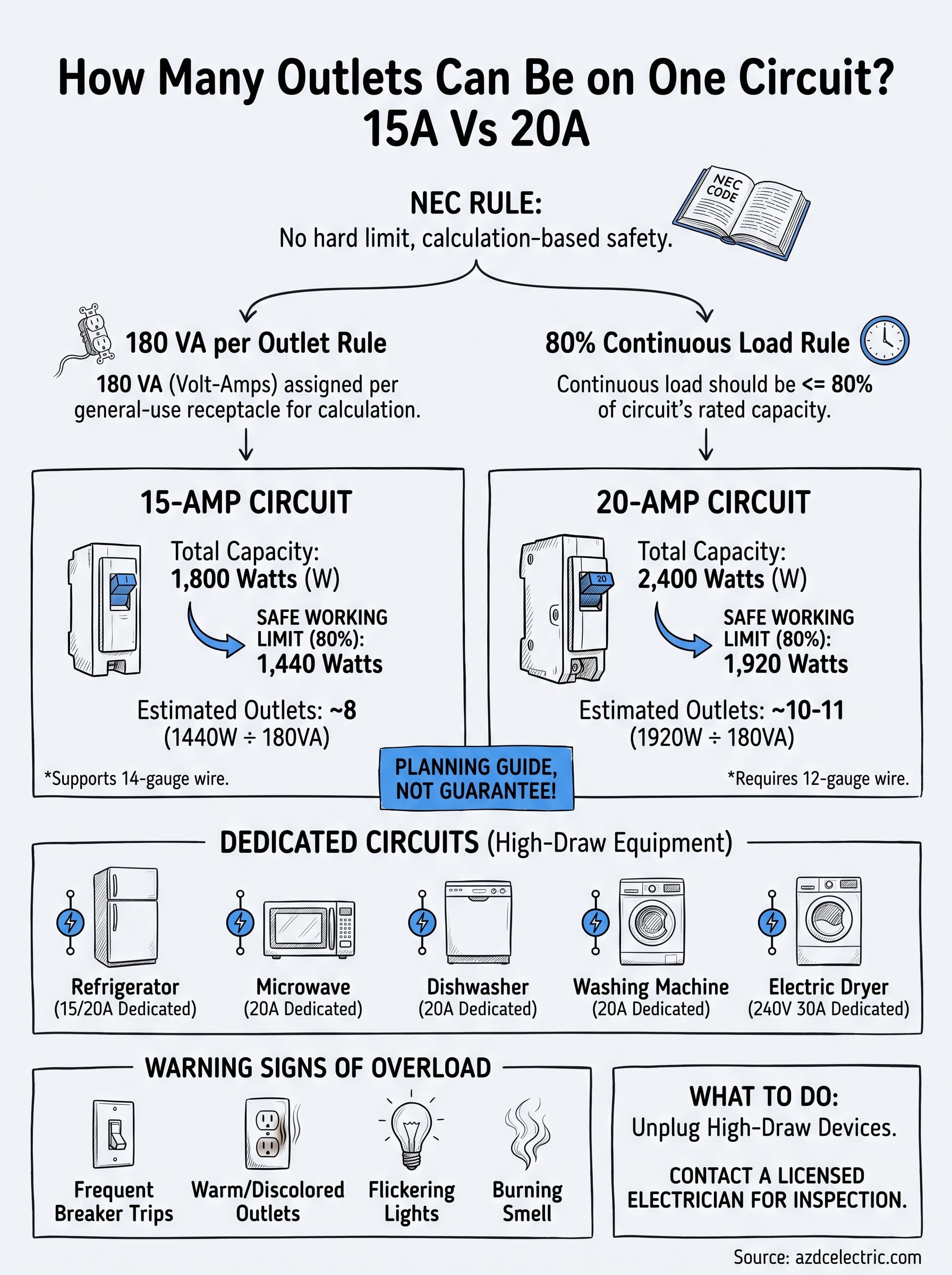 how many outlets can be on one circuit infographic