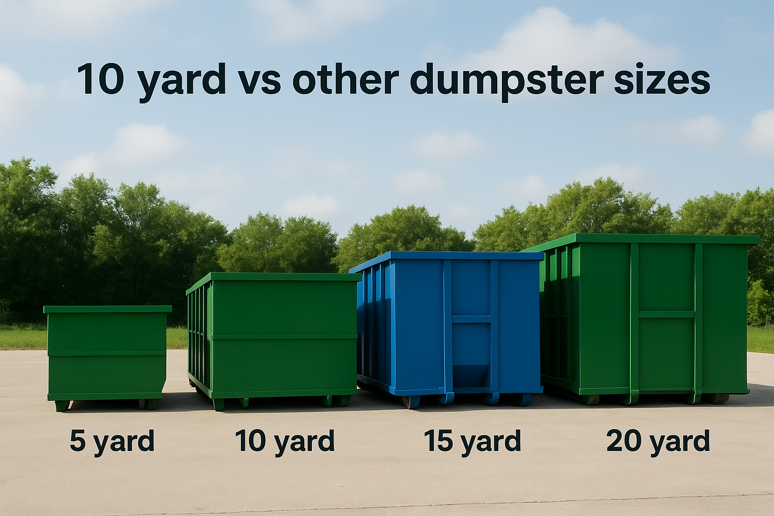 10 yard vs other dumpster sizes