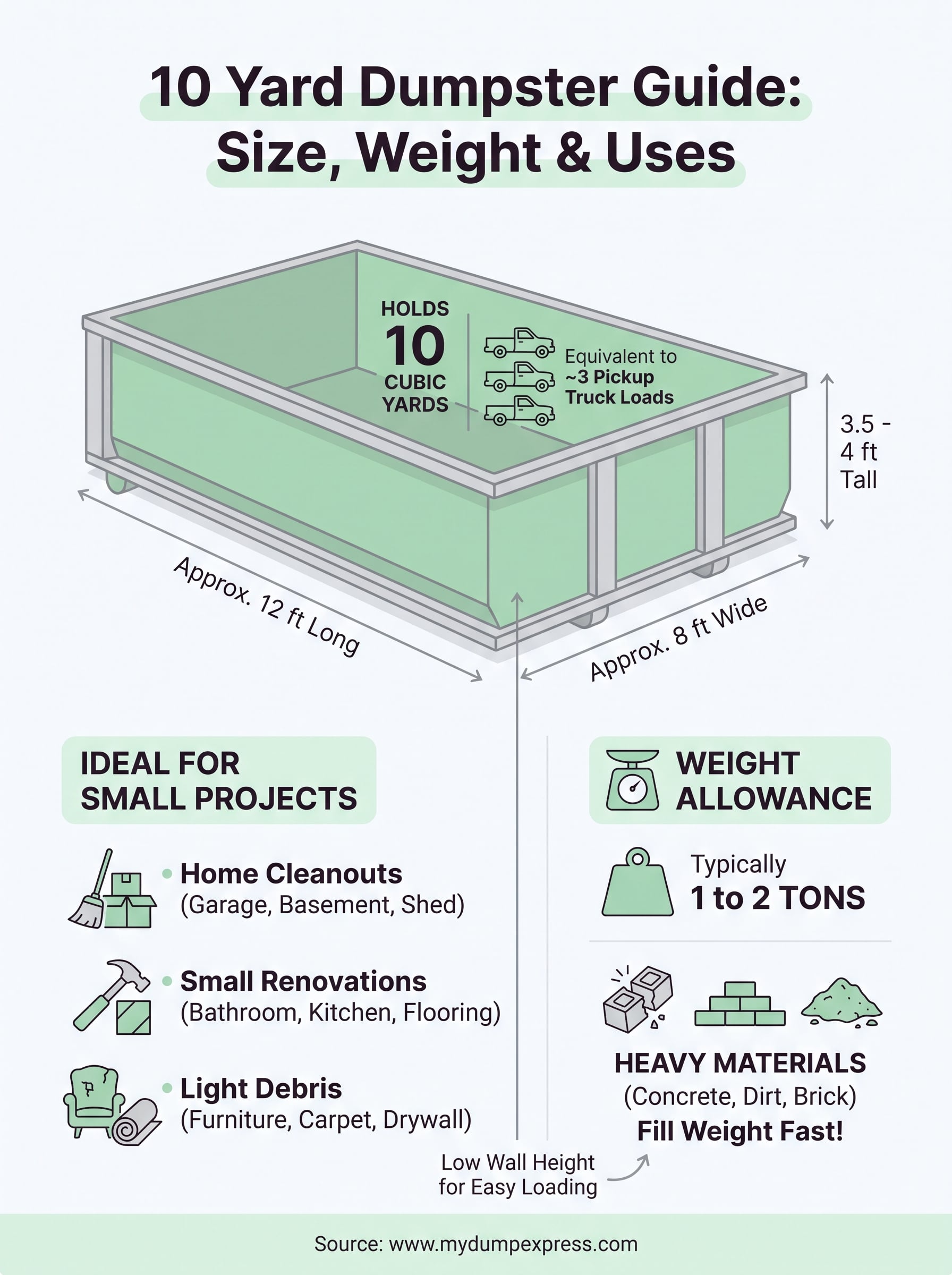what is a 10 yard dumpster infographic