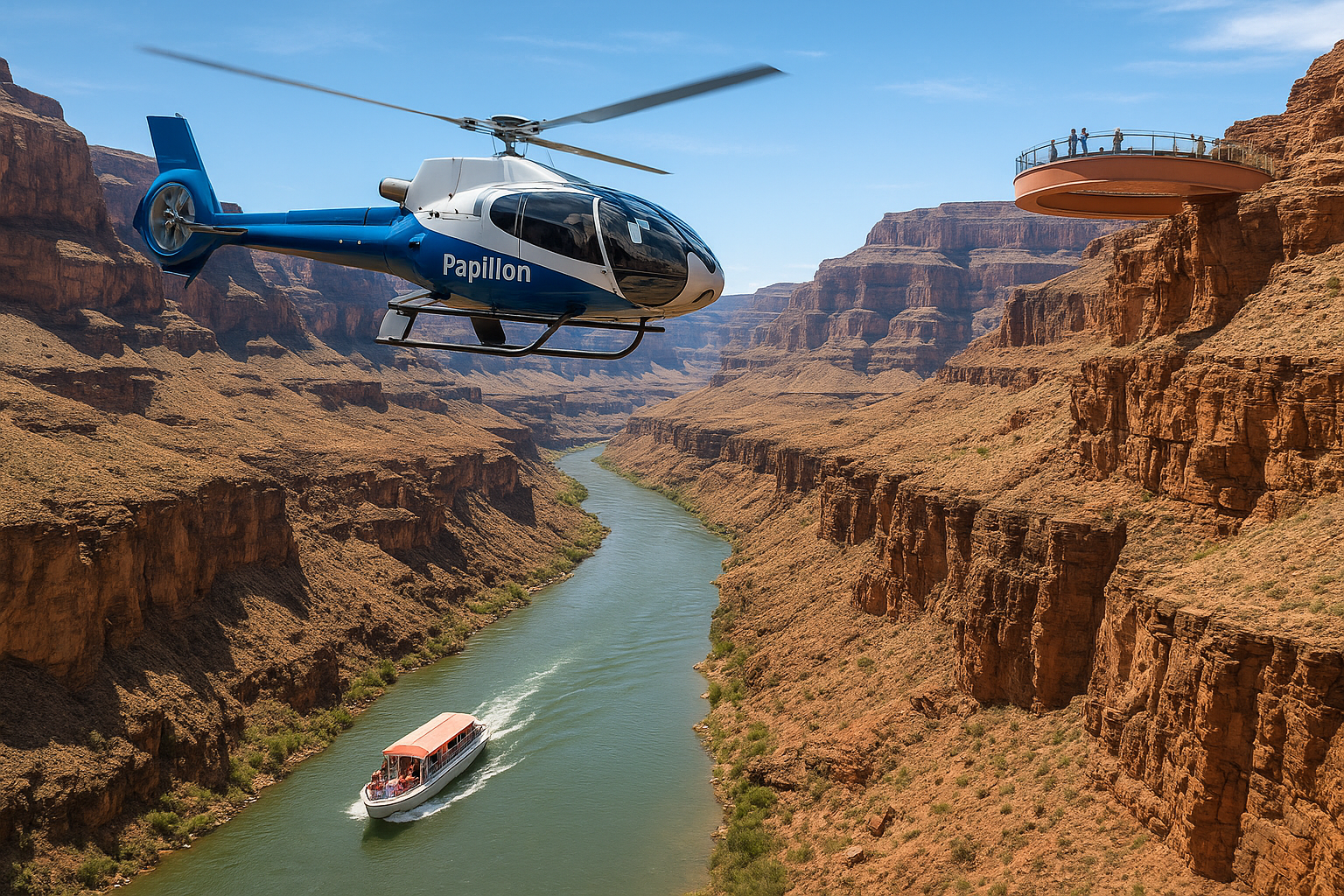 8. Papillon VIP heli, boat, and Skywalk tour