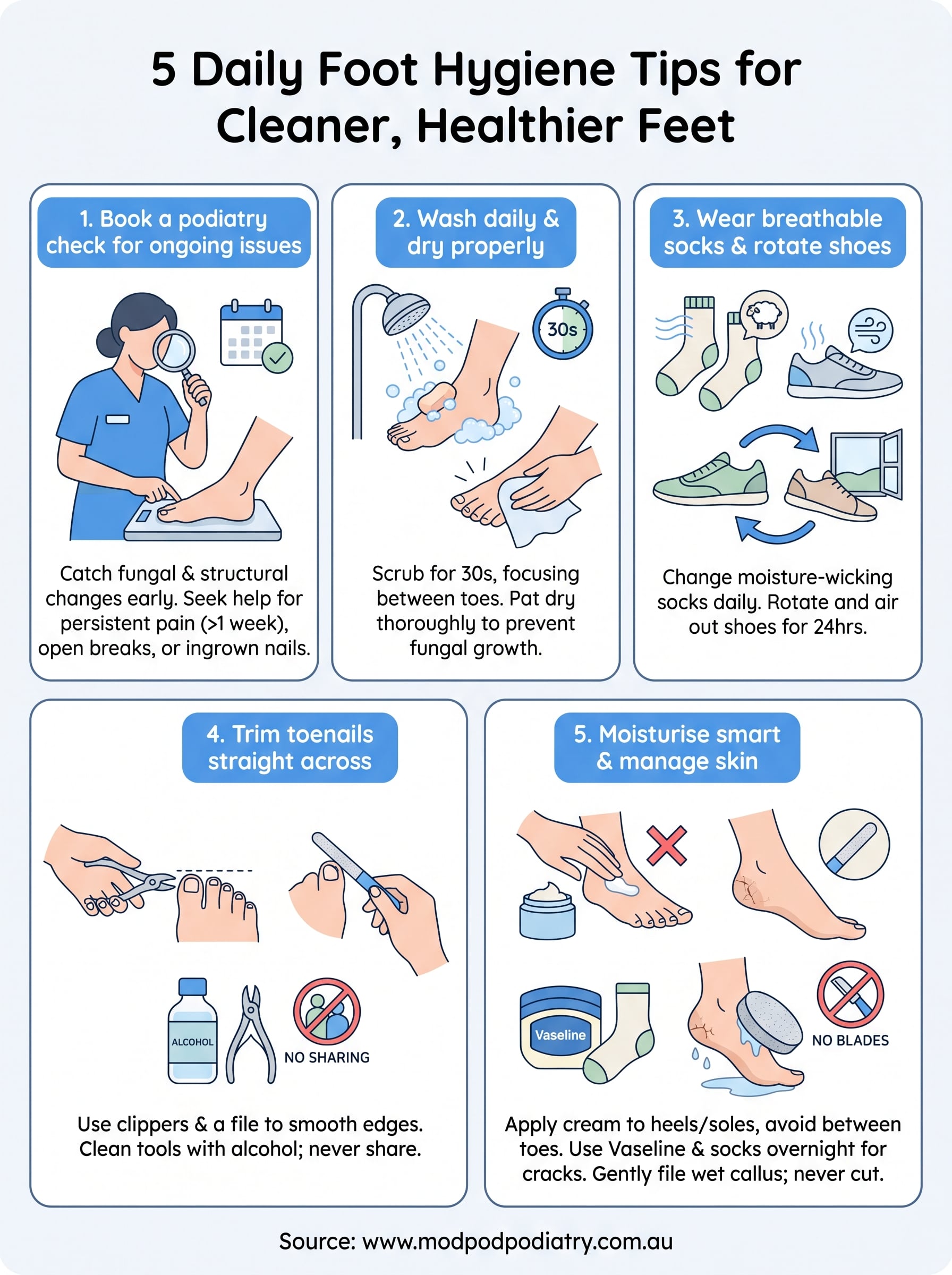 foot hygiene tips infographic