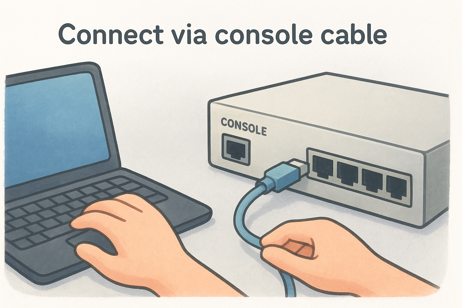 Connect via console cable