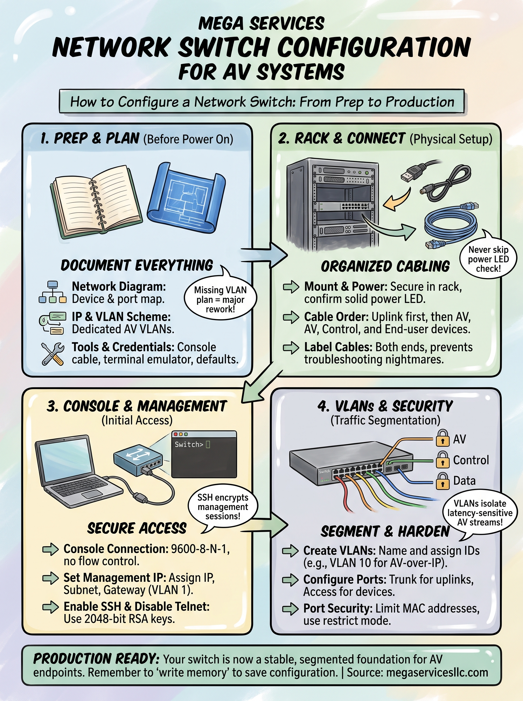 how to configure a network switch infographic
