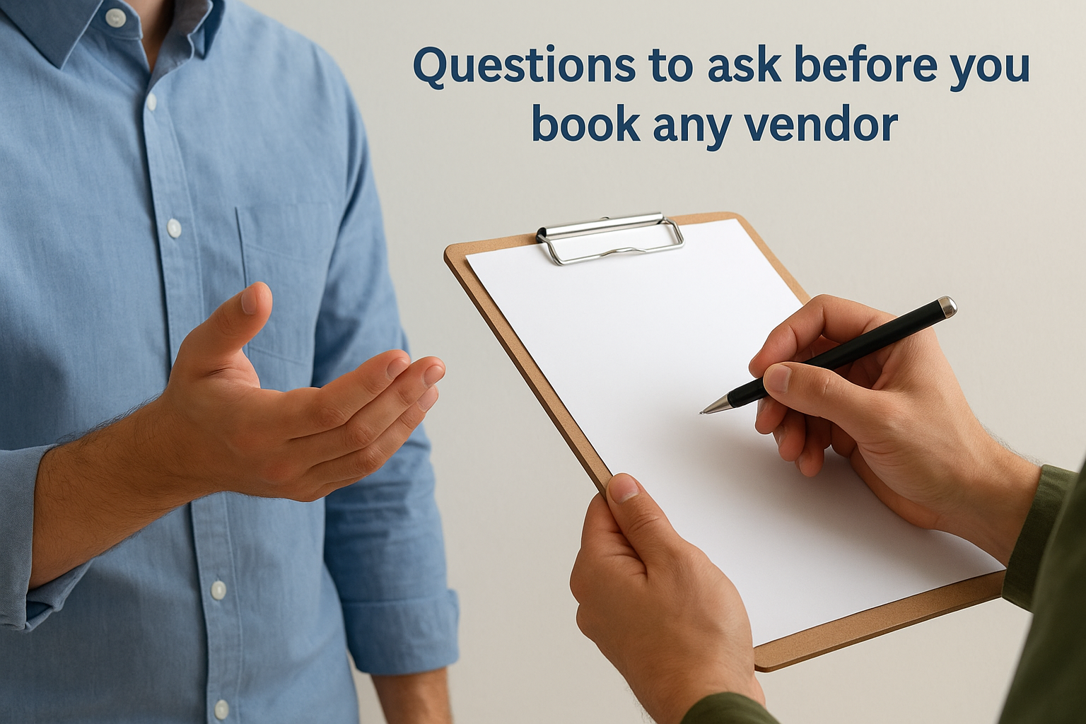 Questions to ask before you book any vendor