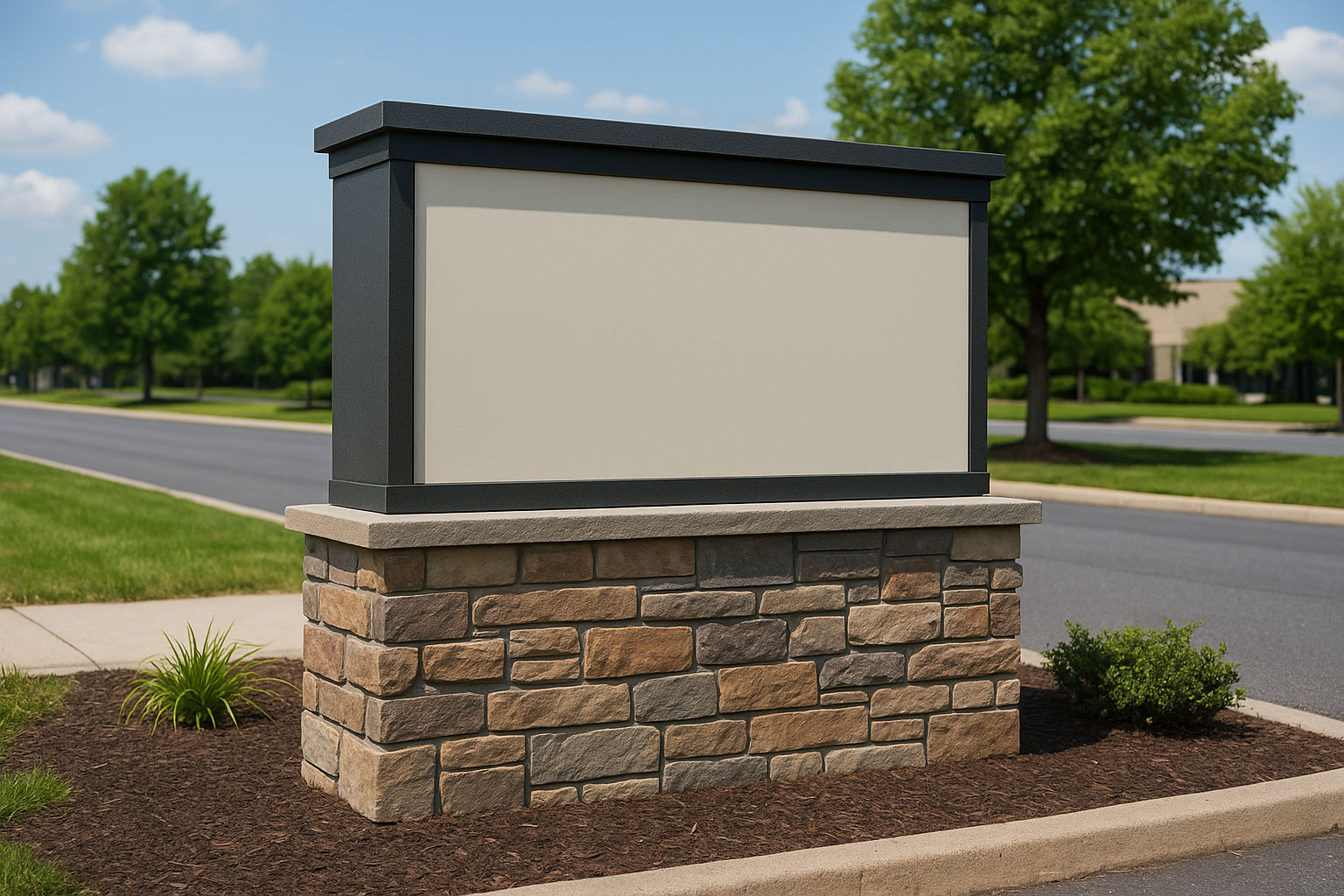 3. Monument signs with stone or metal bases