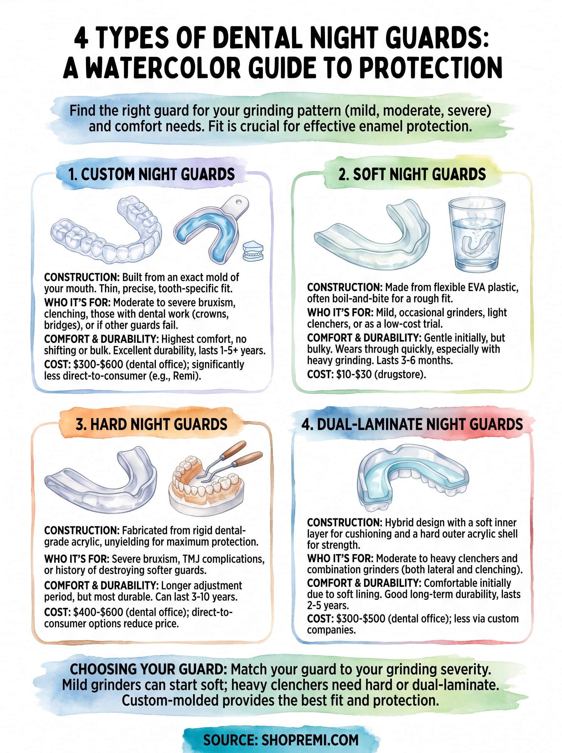 types of dental night guards infographic