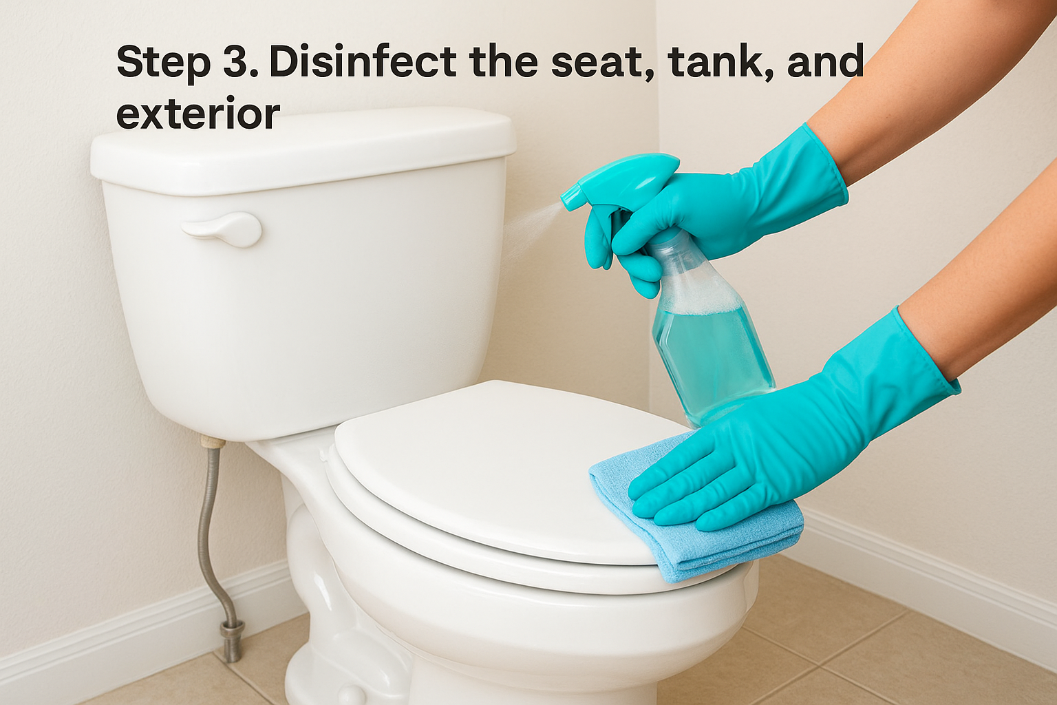 Step 3. Disinfect the seat, tank, and exterior