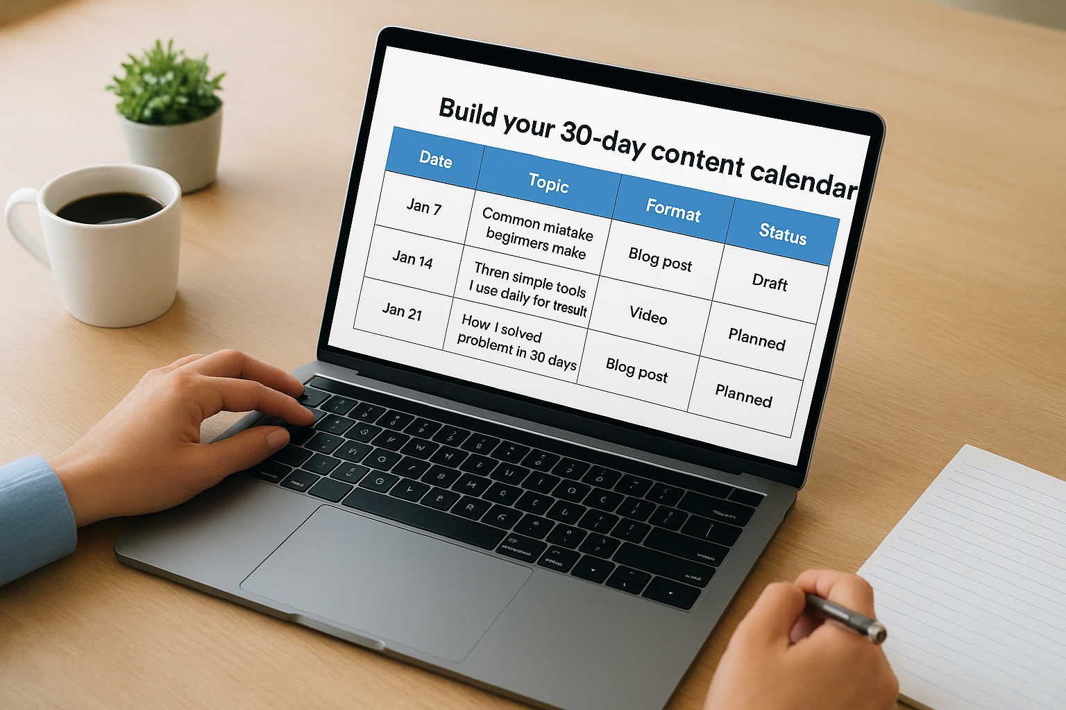 Build your 30-day content calendar