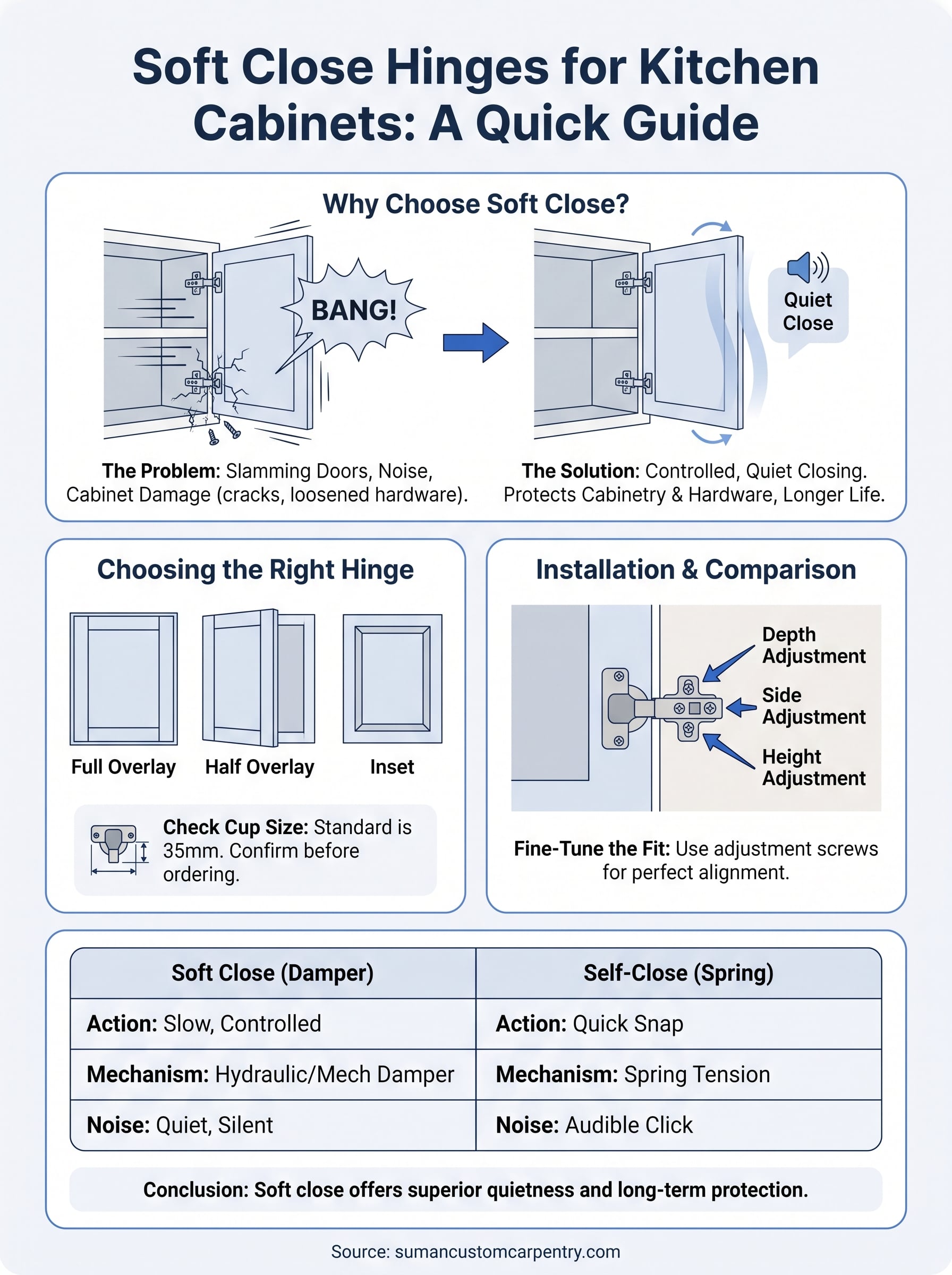 soft close hinges for kitchen cabinets infographic