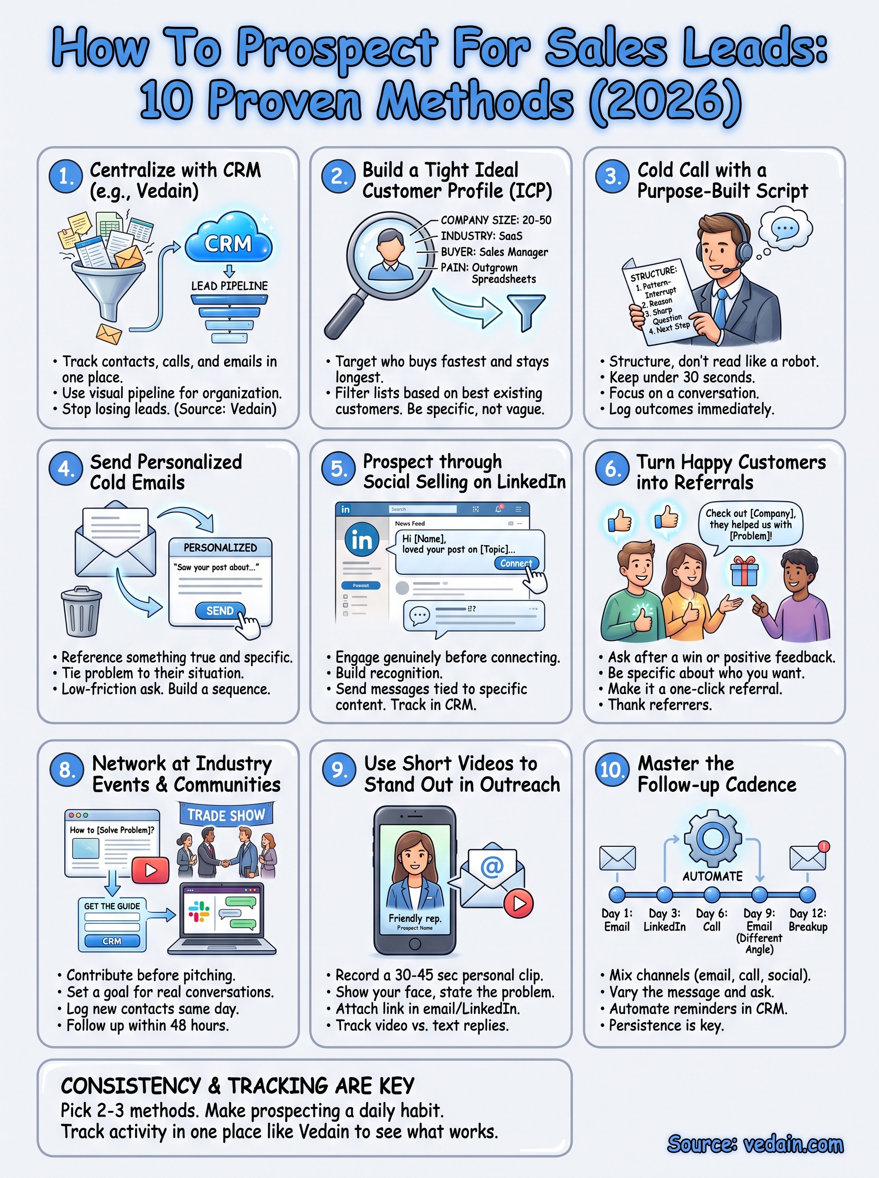 how to prospect for sales leads infographic