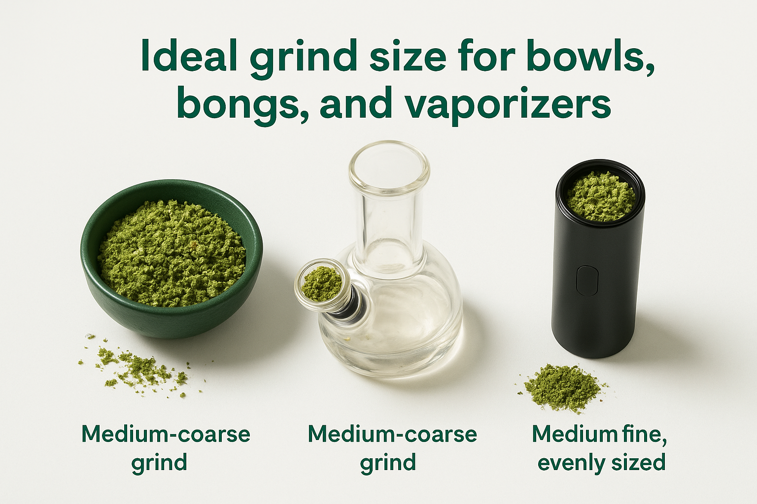 Ideal grind size for bowls, bongs, and vaporizers