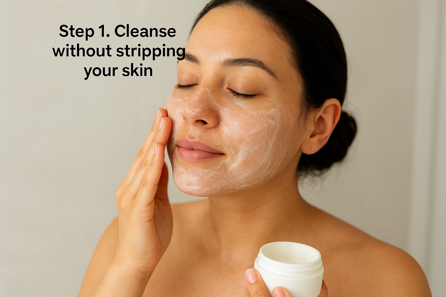 Step 1. Cleanse without stripping your skin