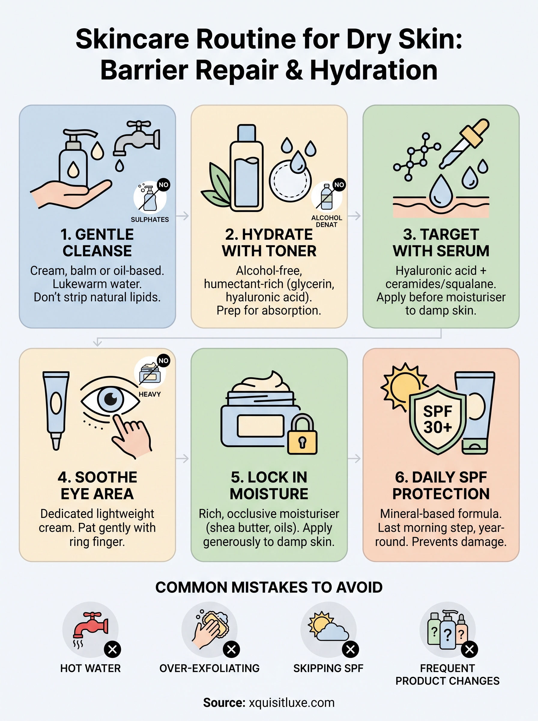 skincare routine for dry skin infographic