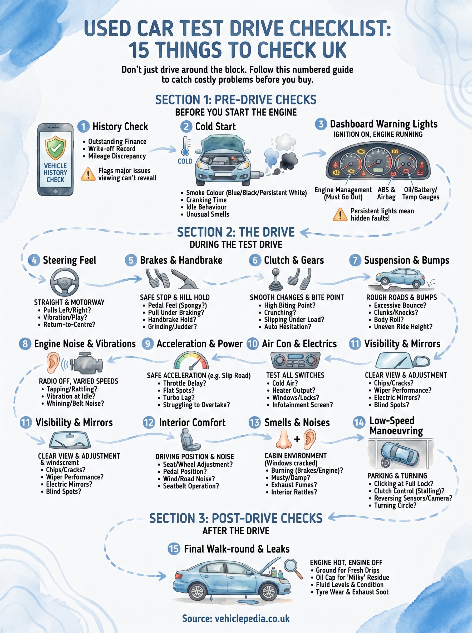 used car test drive checklist infographic