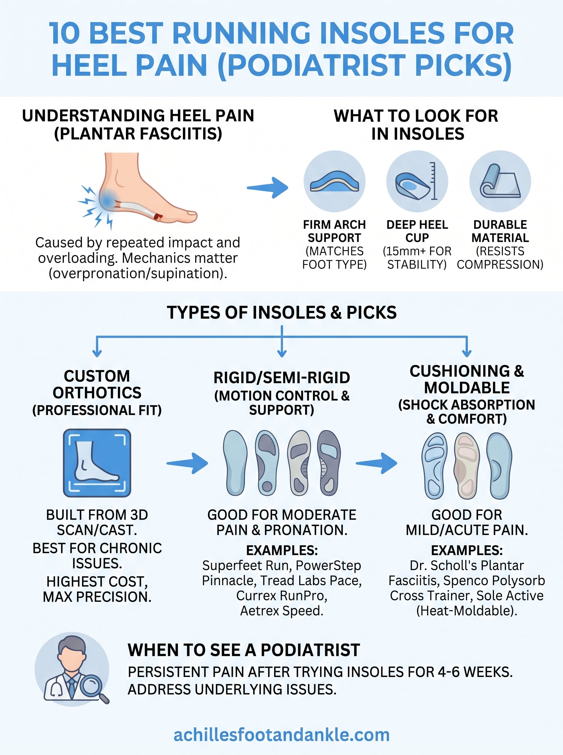 best running insoles for heel pain infographic