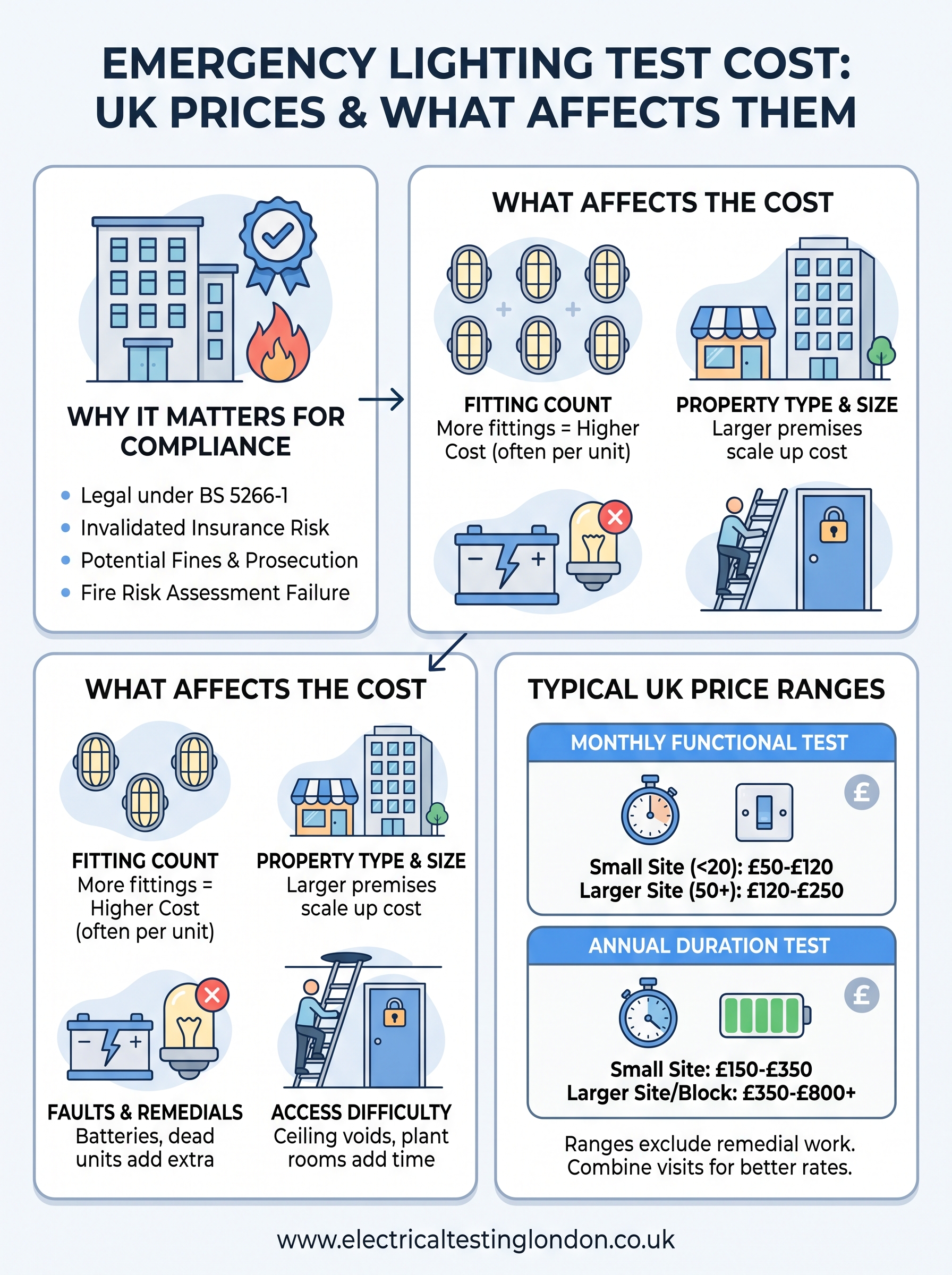 emergency lighting test cost infographic