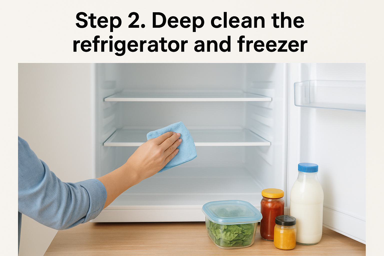 Step 2. Deep clean the refrigerator and freezer