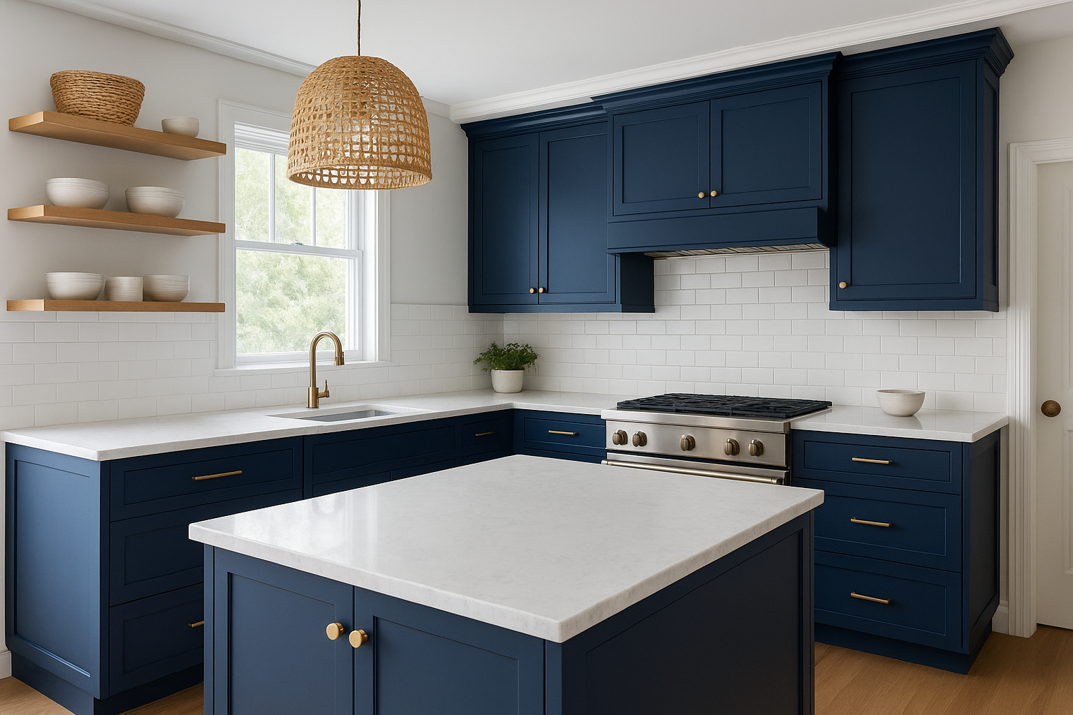 4. Navy blue cabinets for a nautical statement